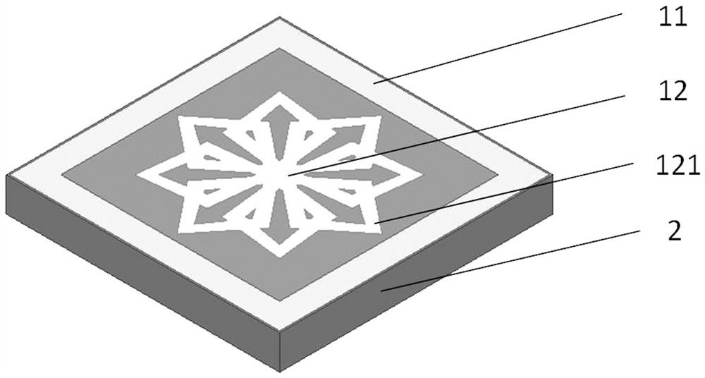 Double-stop-band frequency selective surface structure with high resonance ratio and unit structure