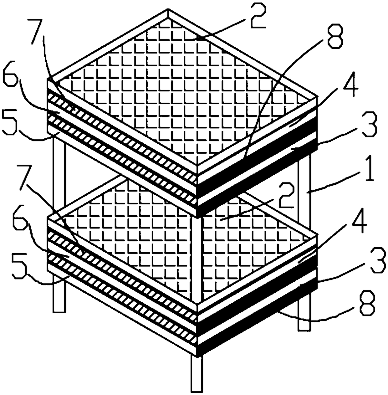 Multilayer agricultural planting frame