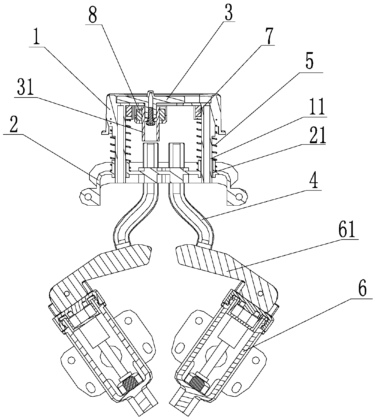 Button device with water discharging selection function