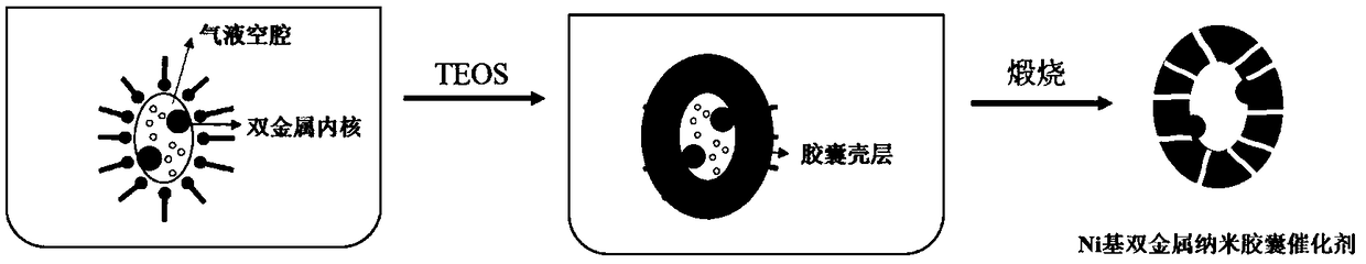 A Ni-based dual-metal nanocapsule catalyst, and preparation and application thereof