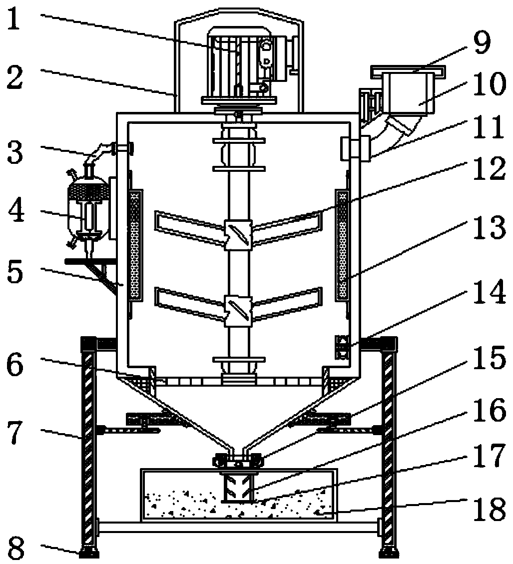 Yellow phosphorus ore powder drying device with stirring function