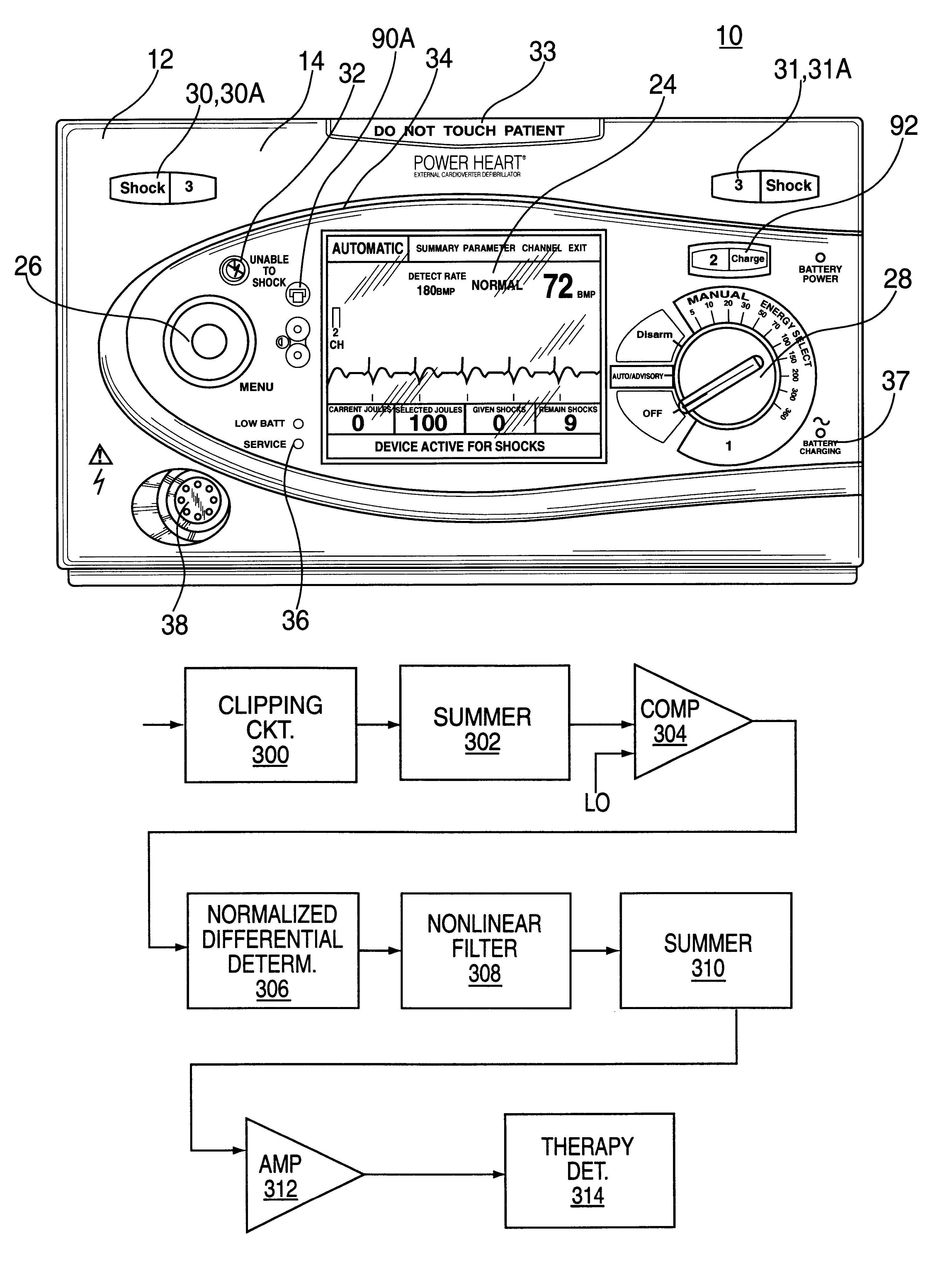 Automatic external cardioverter/defibrillator with tachyarrhythmia detector using a modulation (amplitude and frequency) domain function