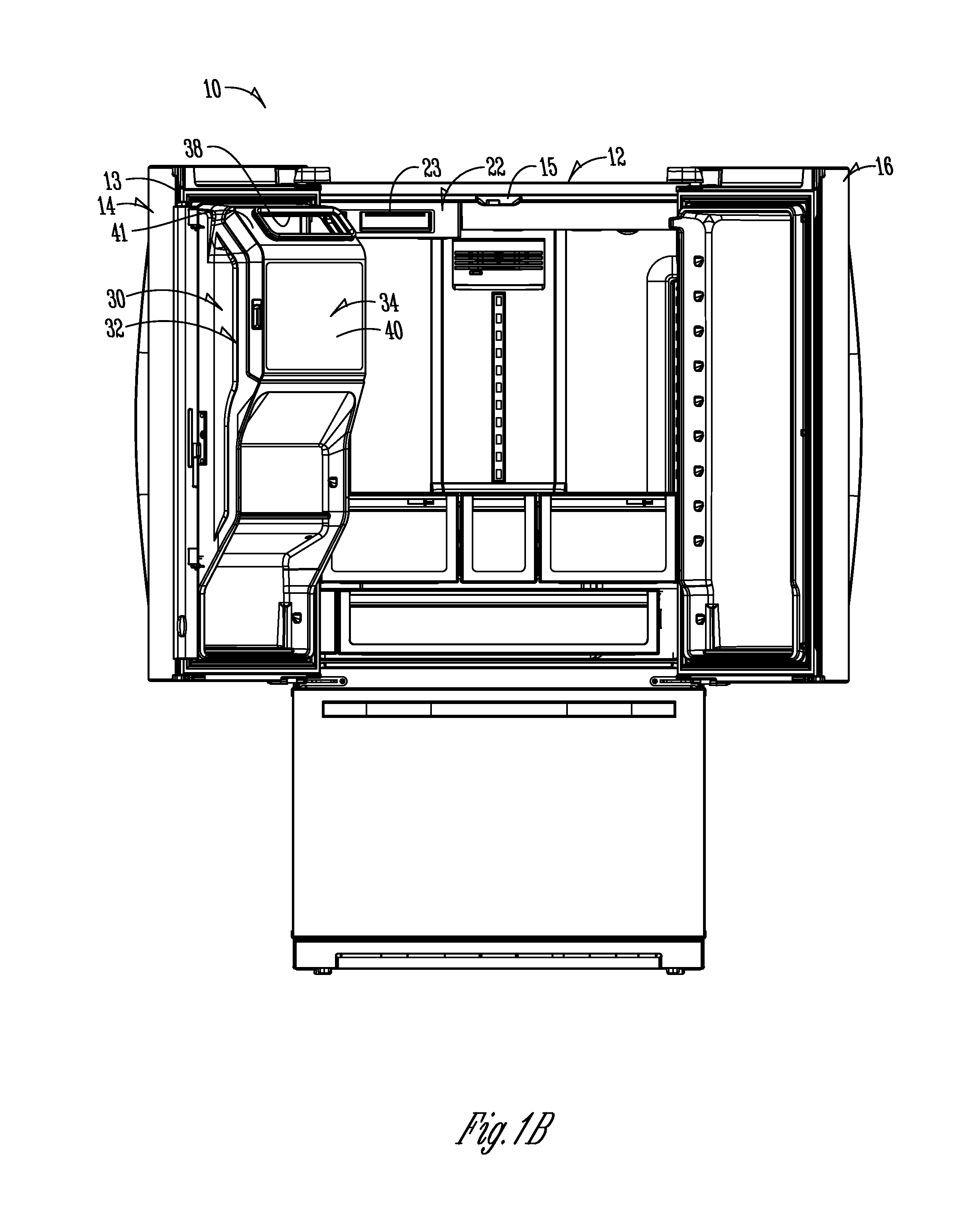 Two-plane door for refrigerator compartment