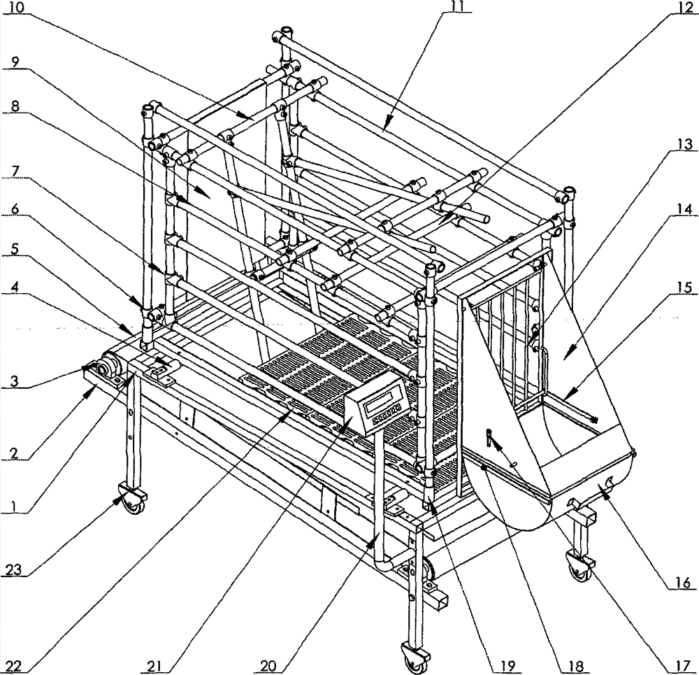 Automatic weighing digestion metabolism cage for pigs and application thereof