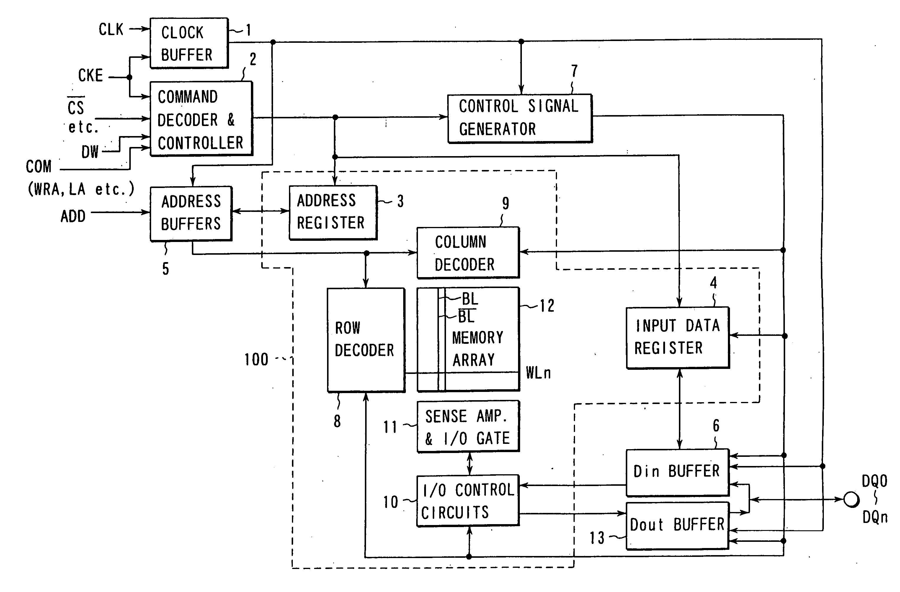 Method for writing data to a semiconductor memory comprising a peripheral circuit section and a memory core section including a memory cell