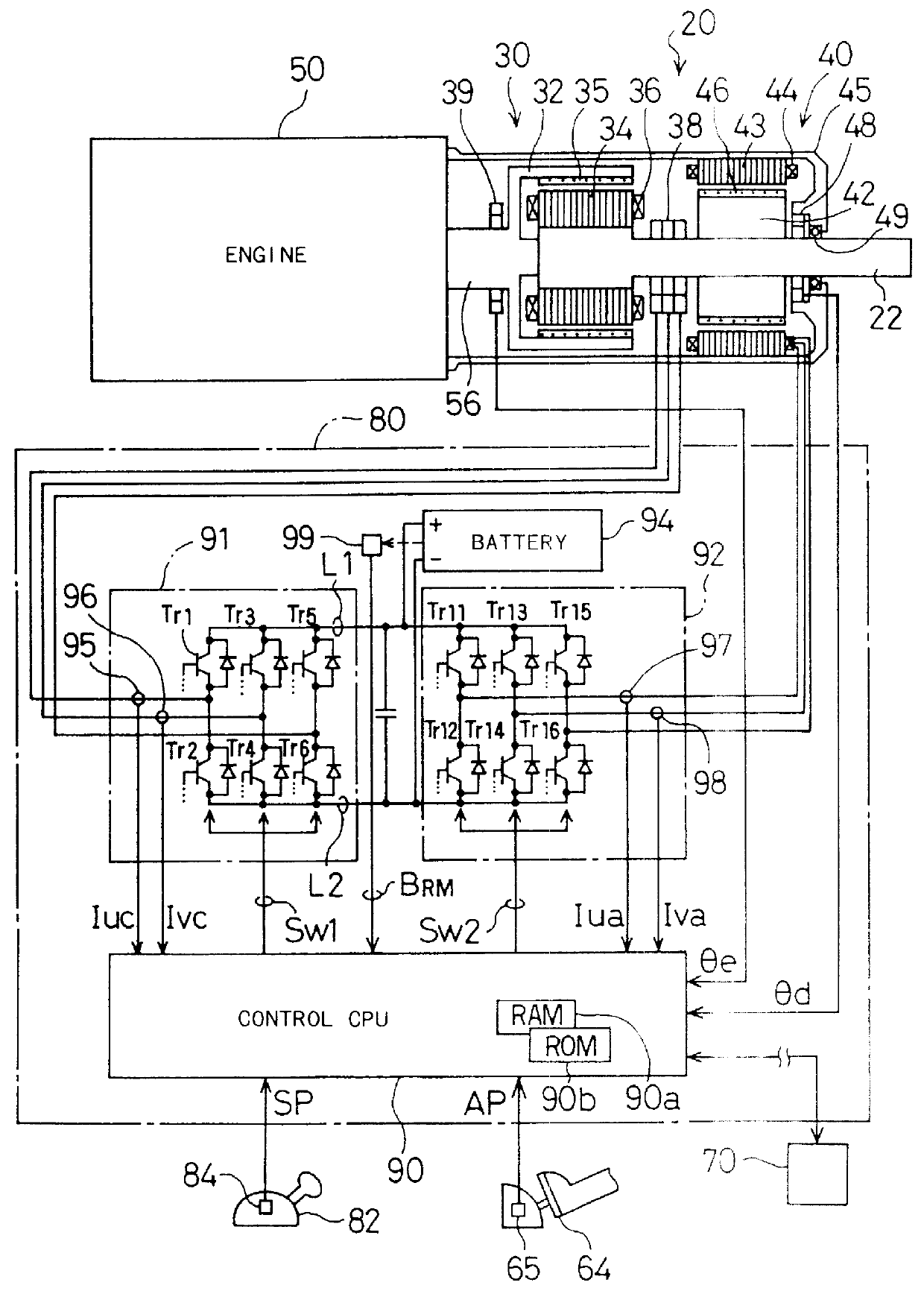 Power output apparatus, method of controlling power output apparatus, and driving system with power output apparatus incorporated therein