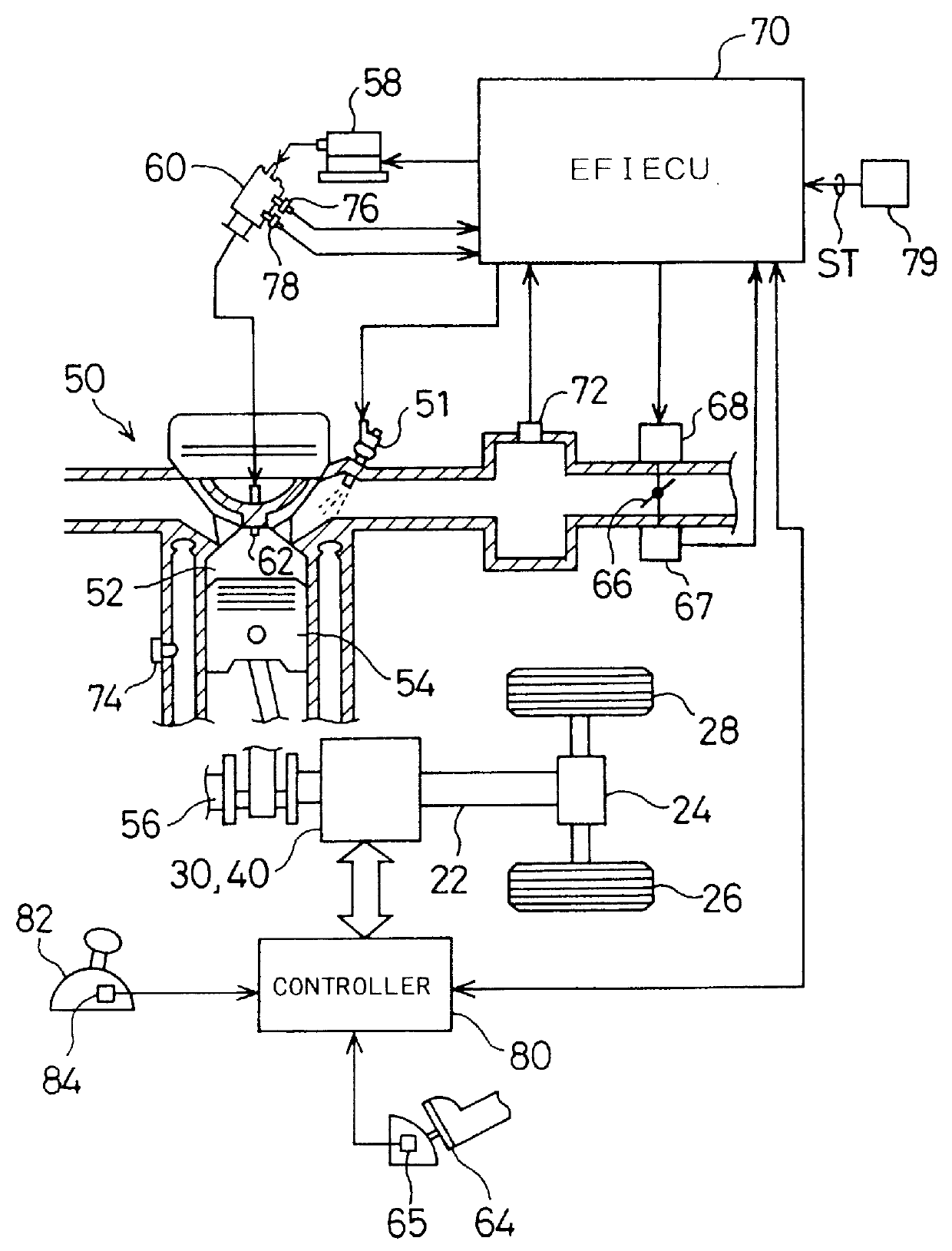 Power output apparatus, method of controlling power output apparatus, and driving system with power output apparatus incorporated therein