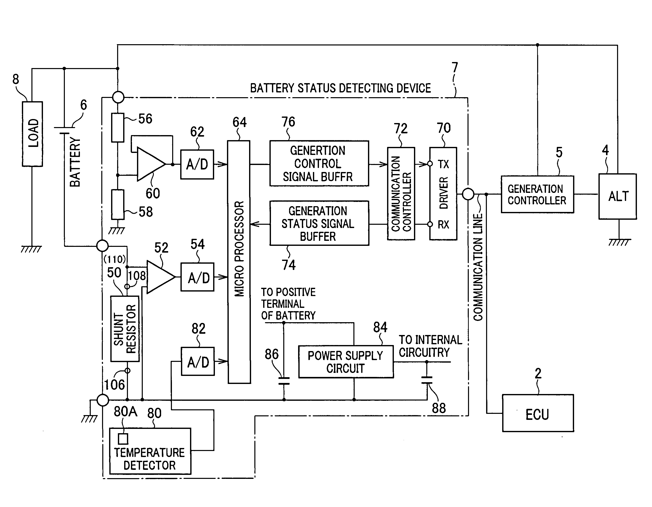 Apparatus for controlling power generated by on-vehicle generator on the basis of internal status of on-vehicle battery