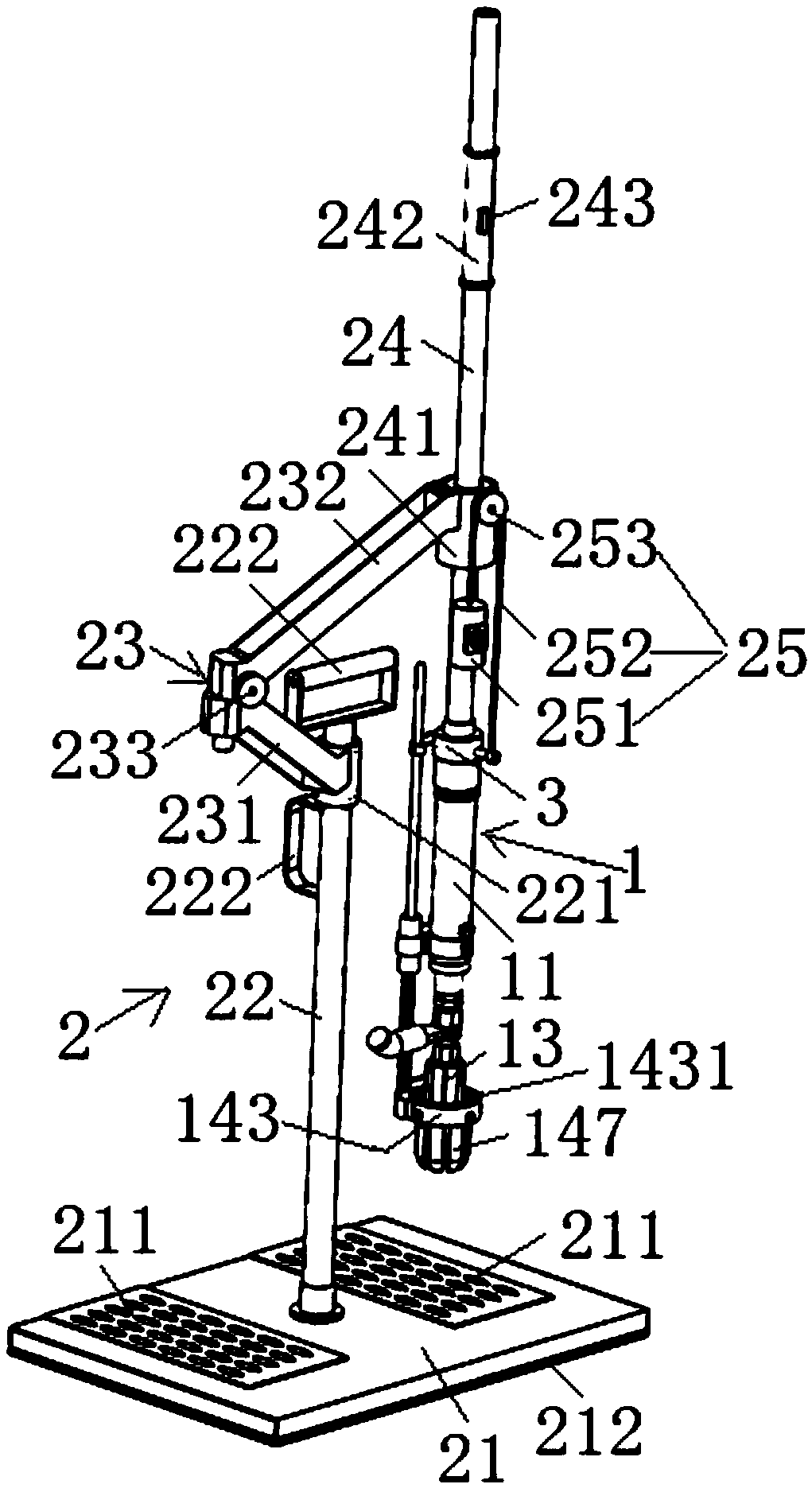 Standing operation stud welding device