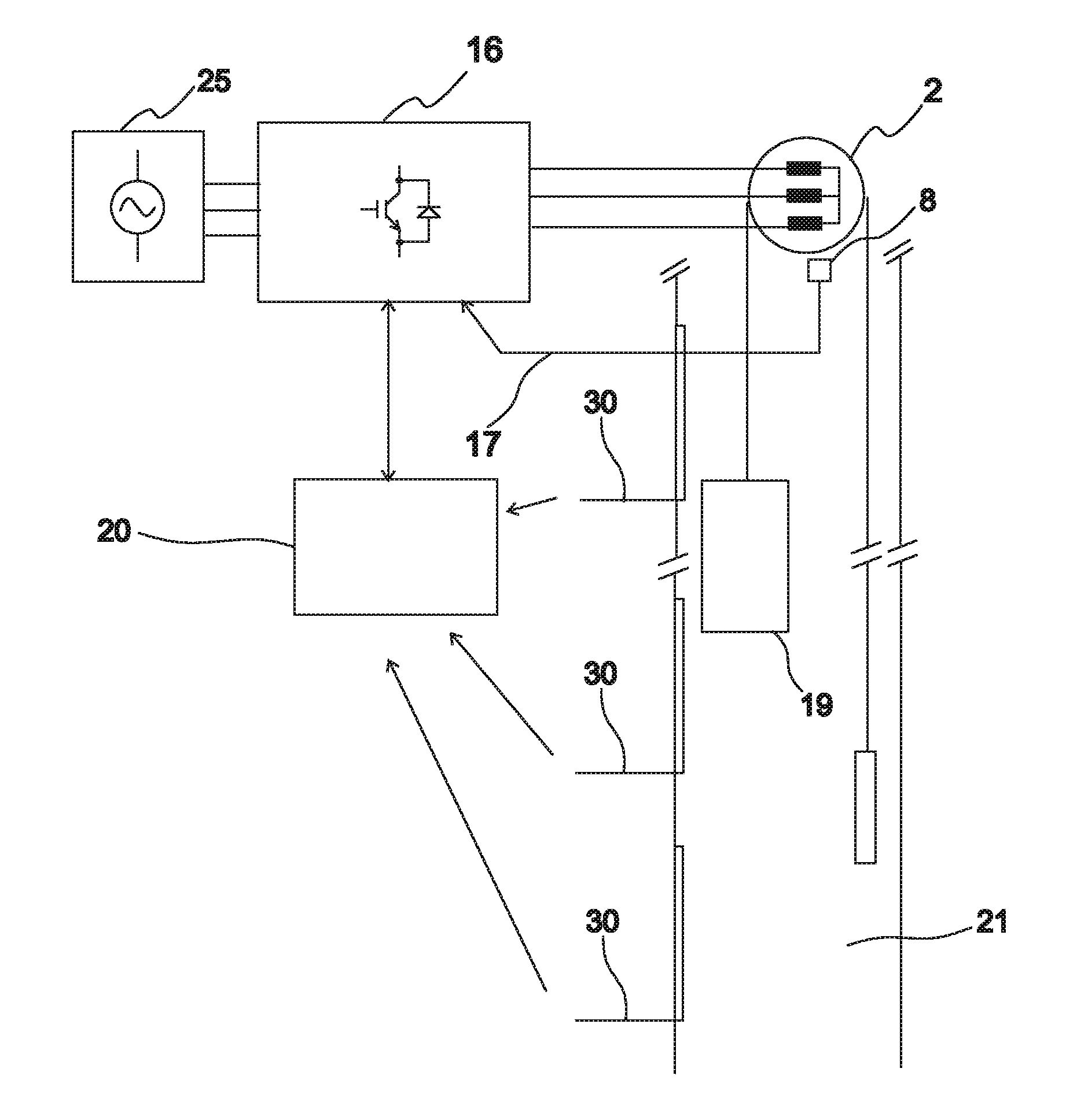 Measuring arrangement, electric drive, hoisting machine and elevator system