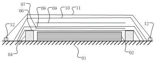 Carbon fiber composite material thick laminated structure uniform glue absorption method and laminated structure