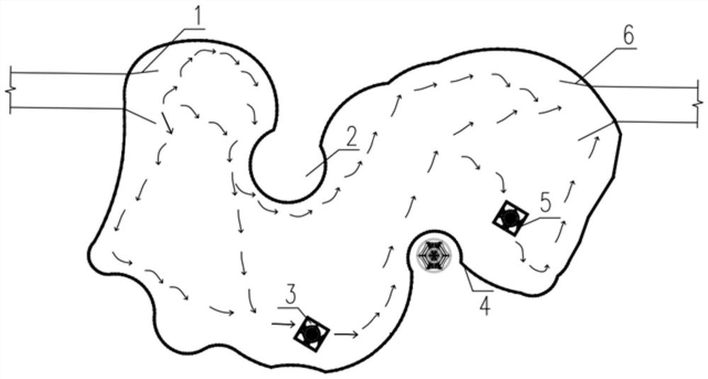 Flow guide device of artificial regulation and storage lake in sponge city