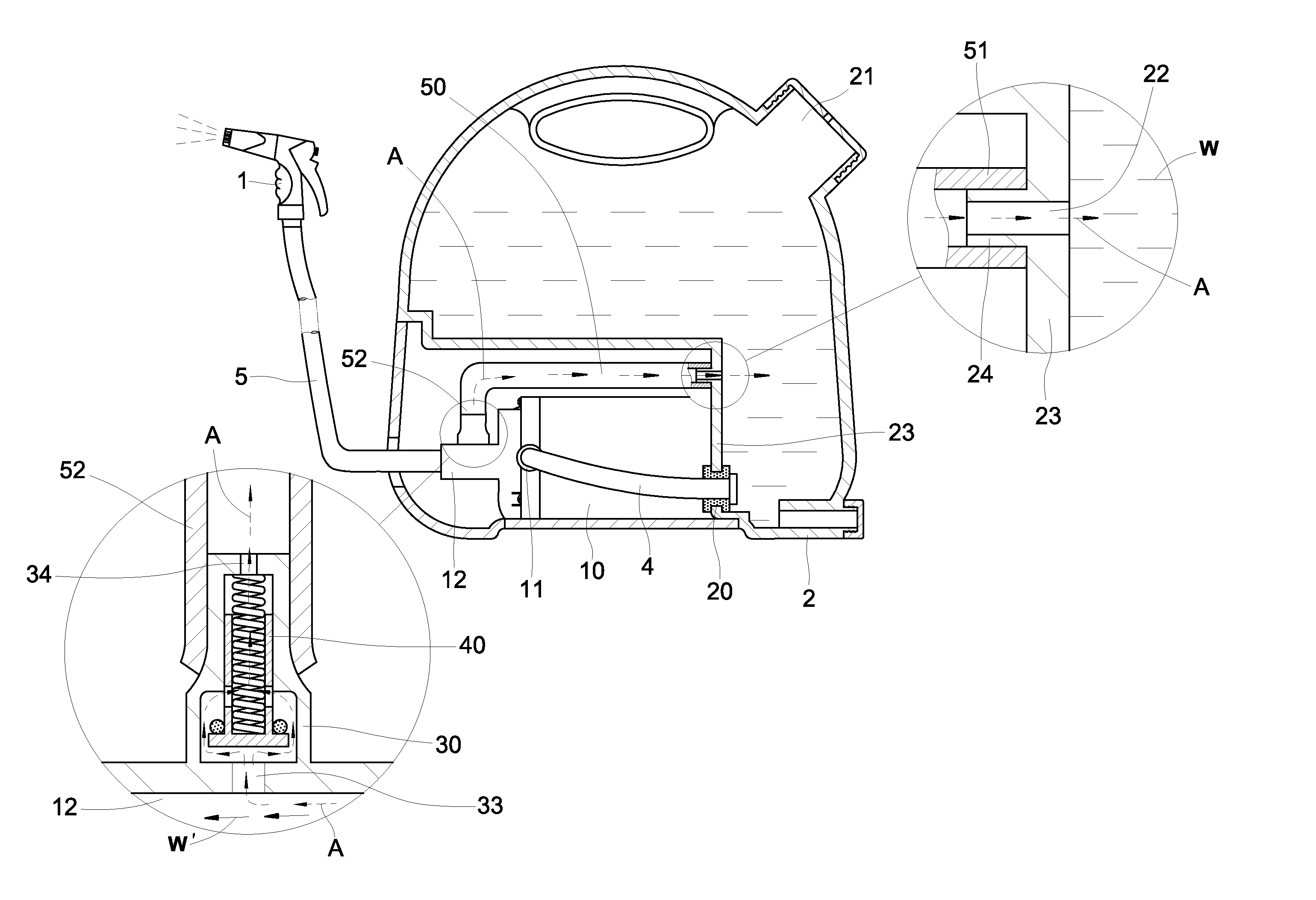 Discharge Implement of Reservoir for Portable Pressurized Sprayer