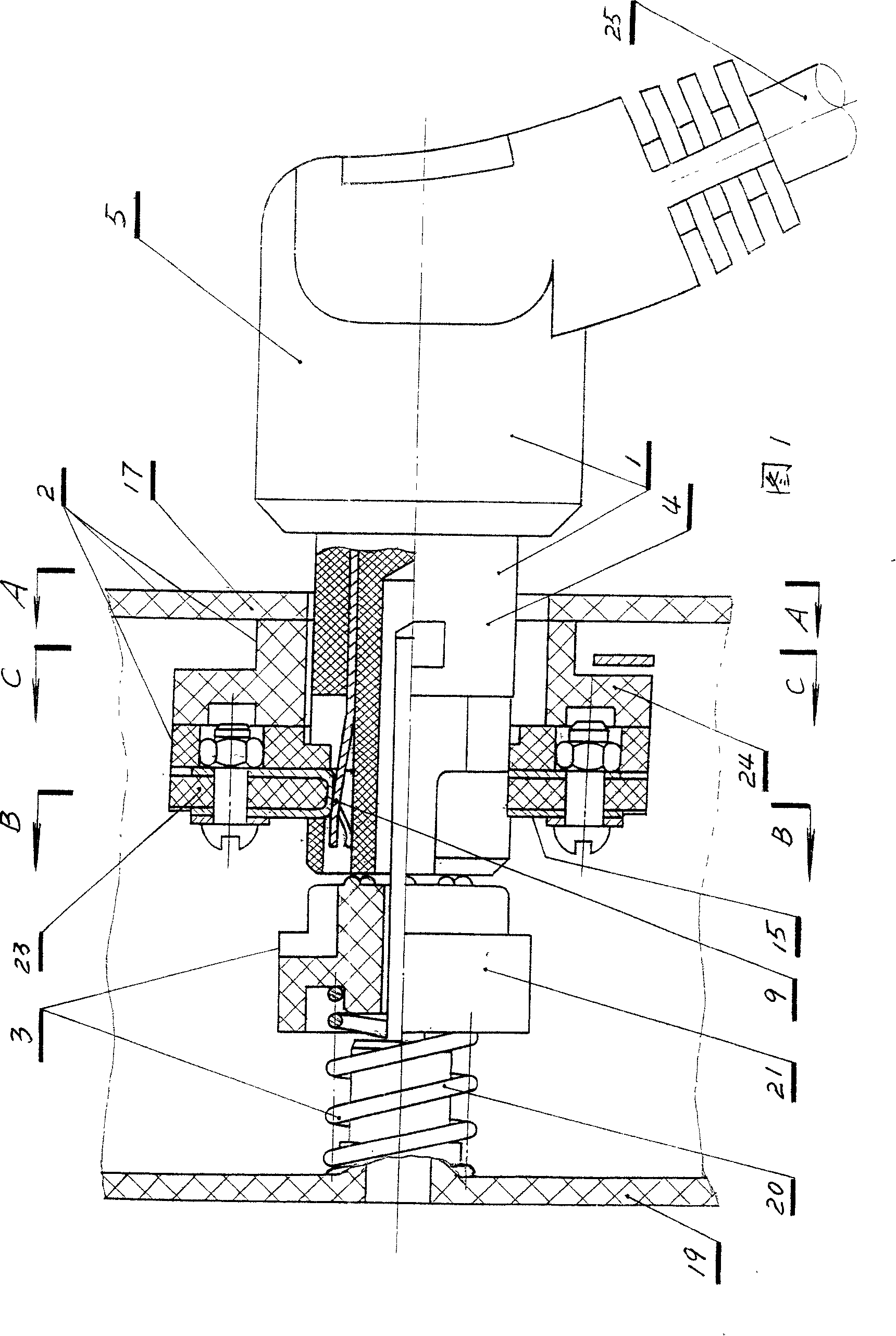 Rotating springback wedging type electrically connected method and device