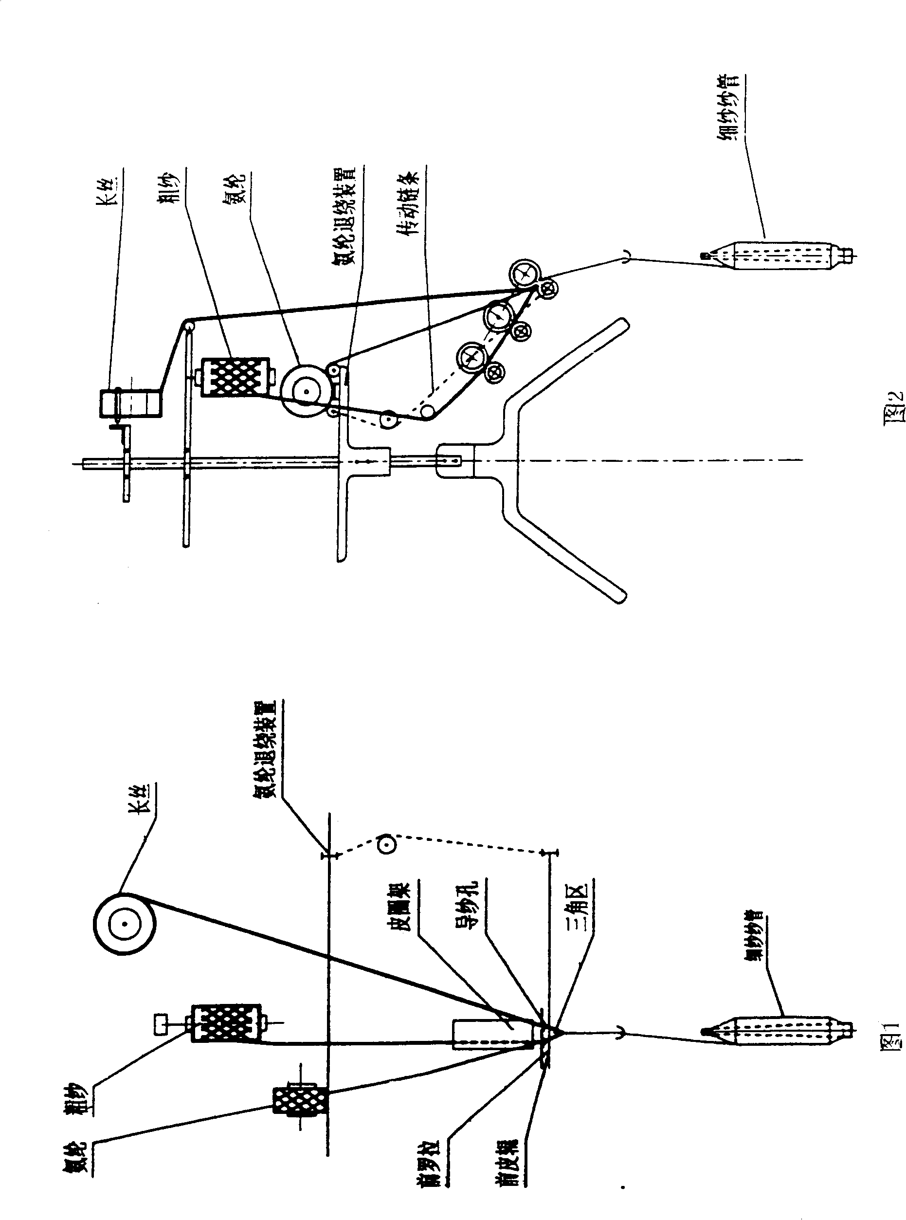 Process for spinning three-in-one stretch yarn of wool, filament and urethane elastic fiber