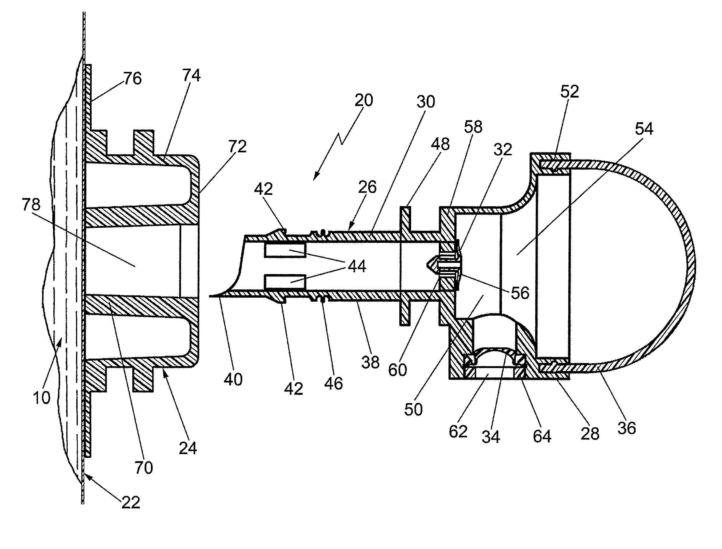 Volumetric metering fitment and package including the same