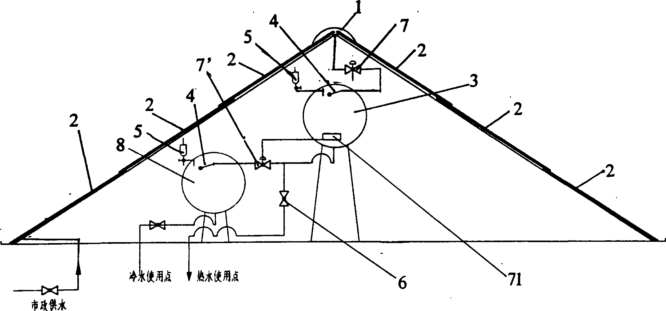 Flexible plastic film solar energy hot water apparatus