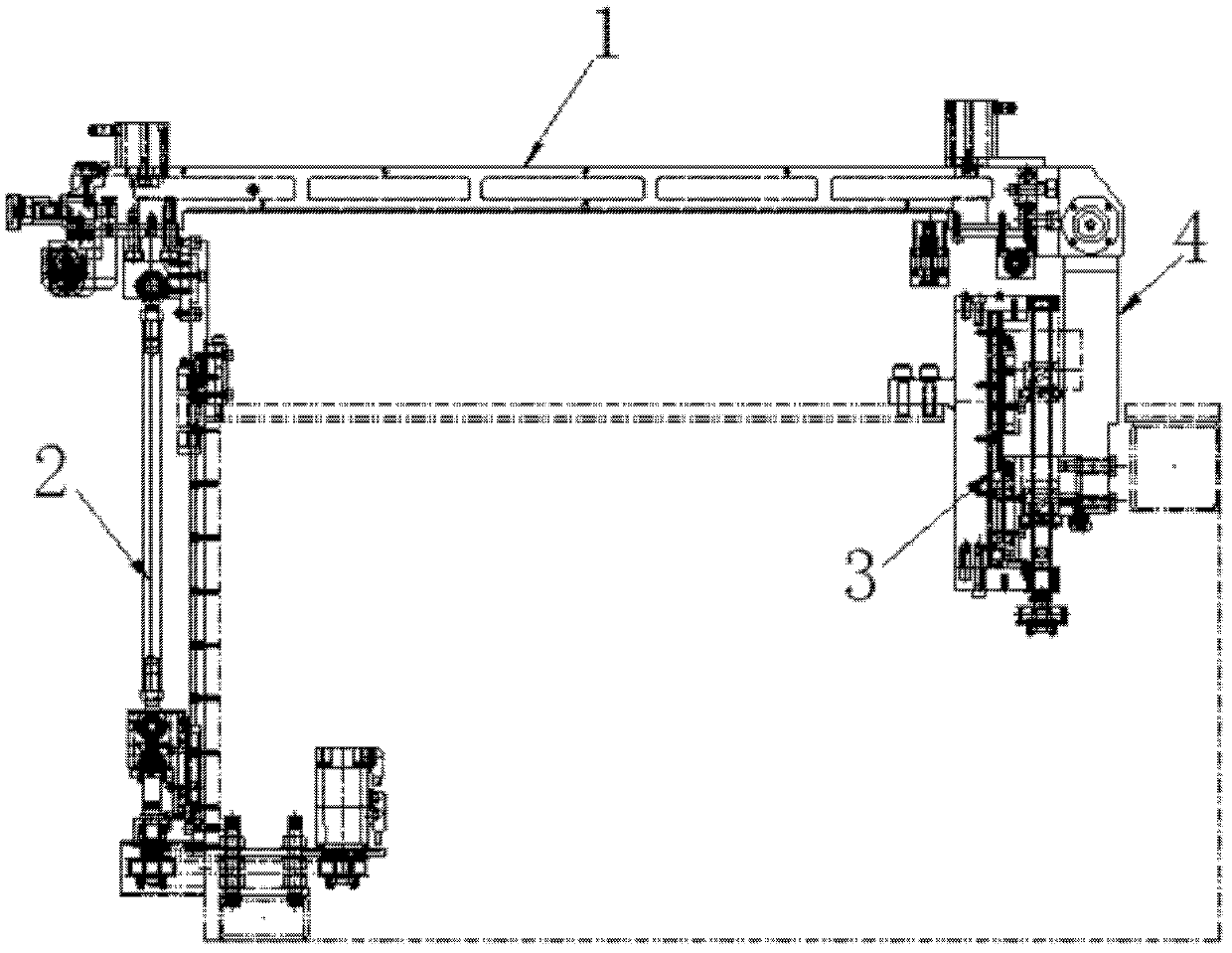 Joint elbow type lifting device of screen plate frame fixing rack