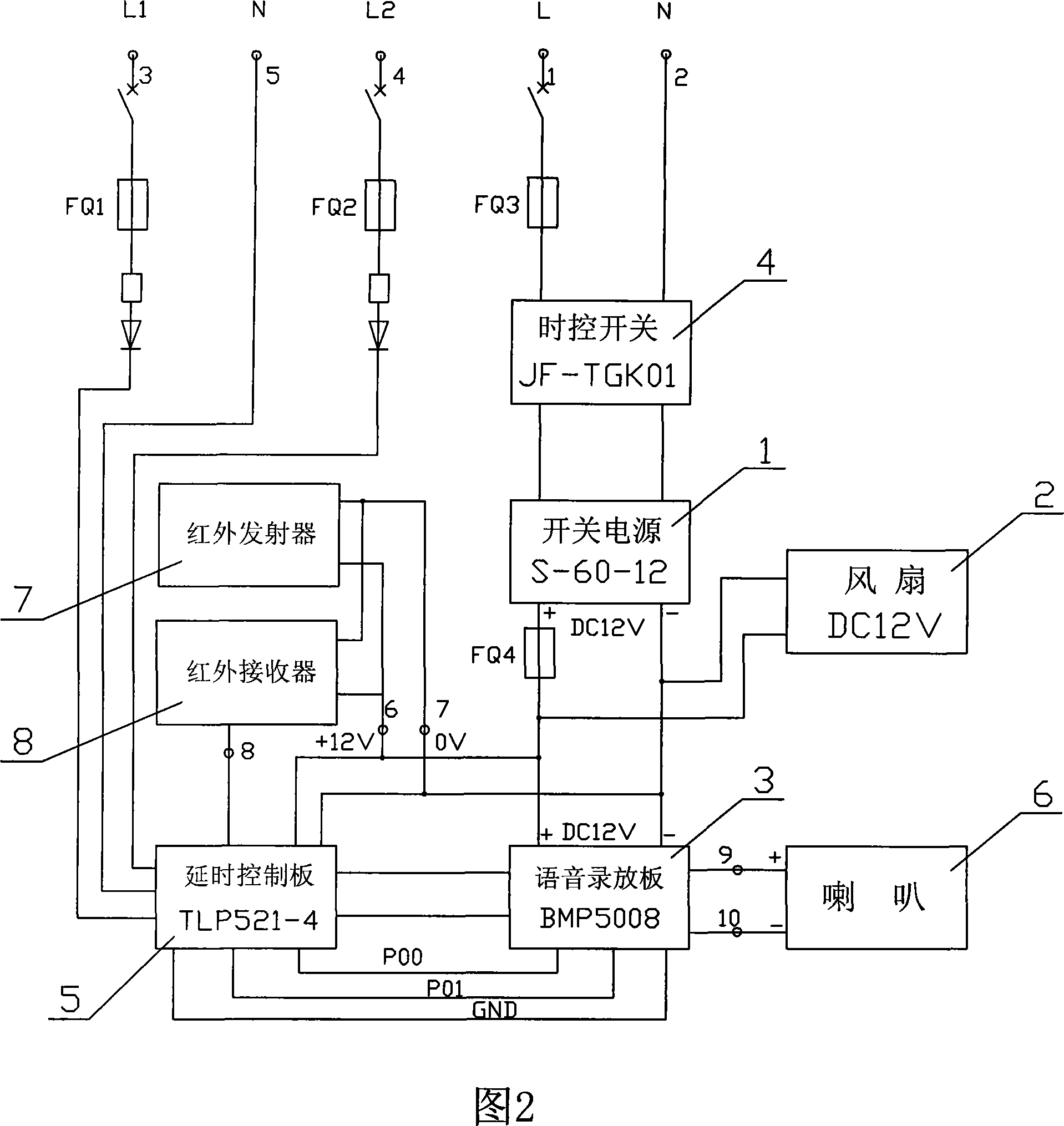 An infrared induction voice prompt system on urban crossings