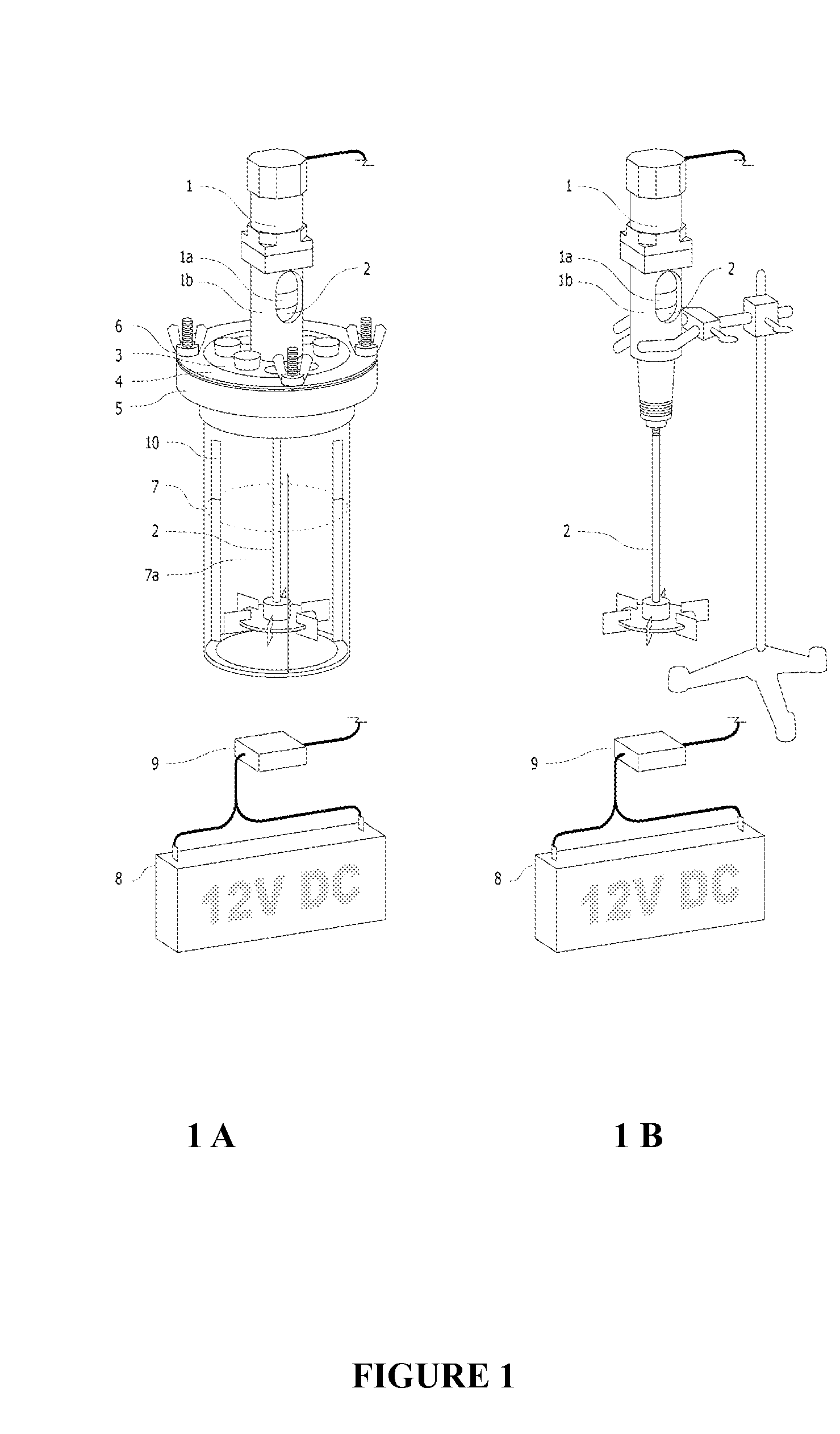 Portable DC motor driven laboratory assembly for uninterrupted stirred processes