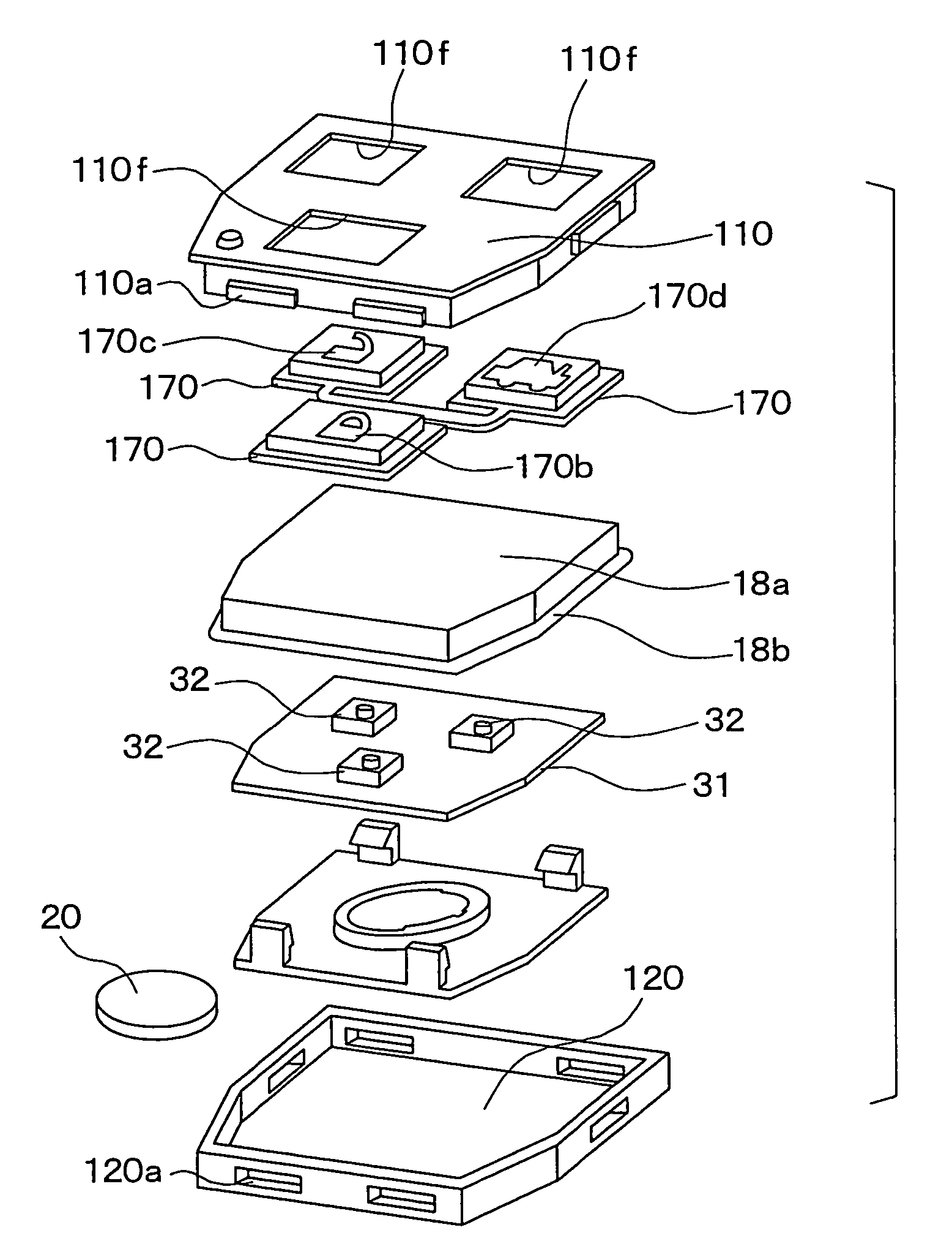 Portable transmitter having tact switches with front film