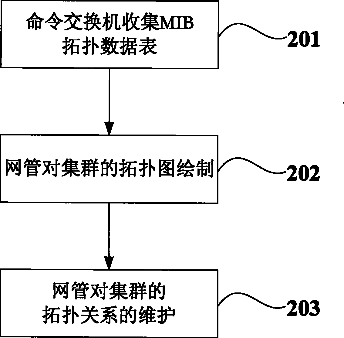 Topology method and system for IP network management cluster in simple network management