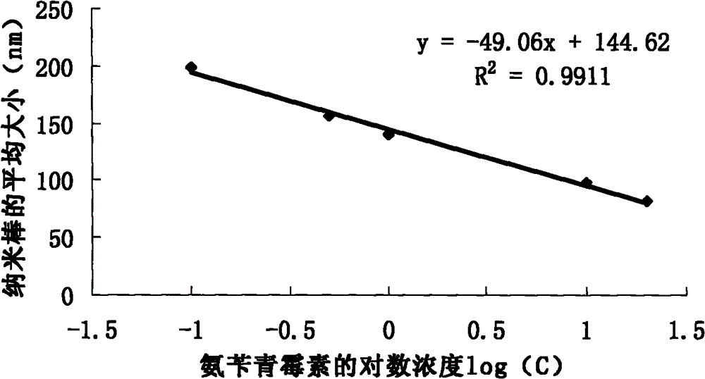 Method for quantitatively detecting ampicillin by marking antibody with laterally assembled gold nanorod