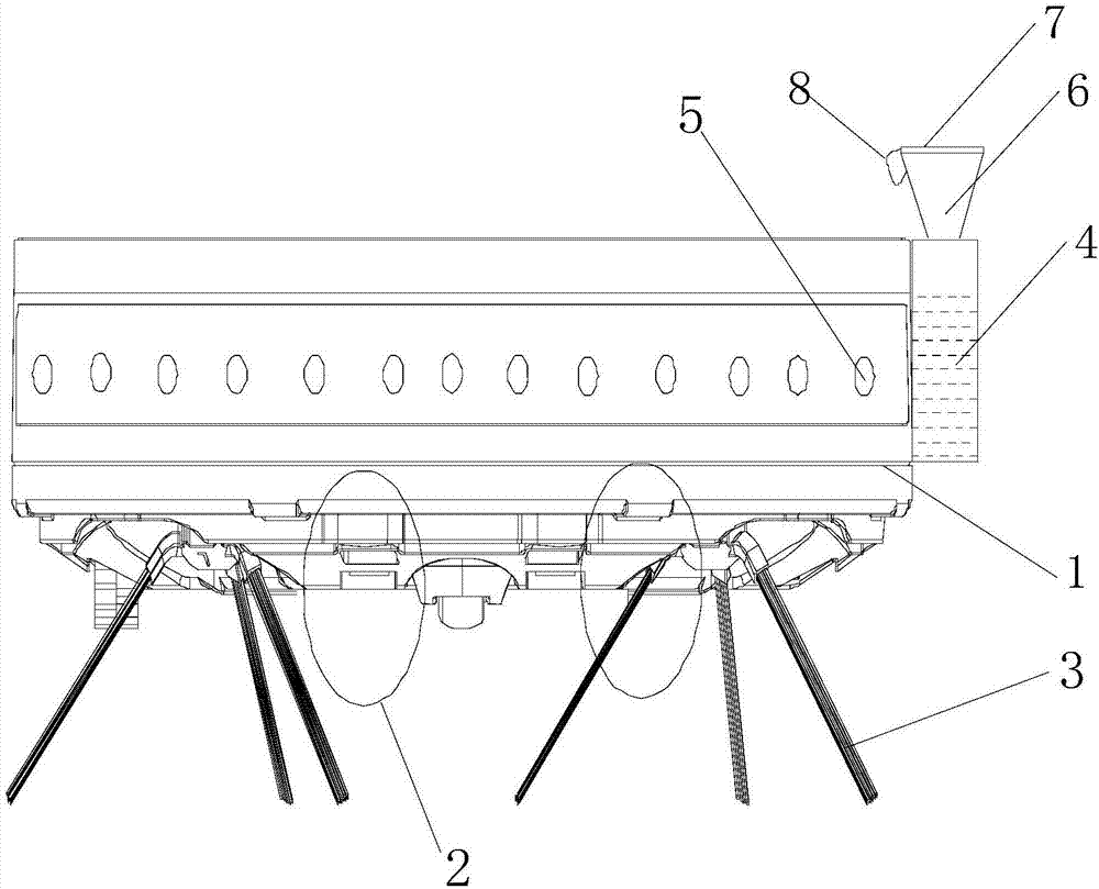 Sweeper with external water storage tank