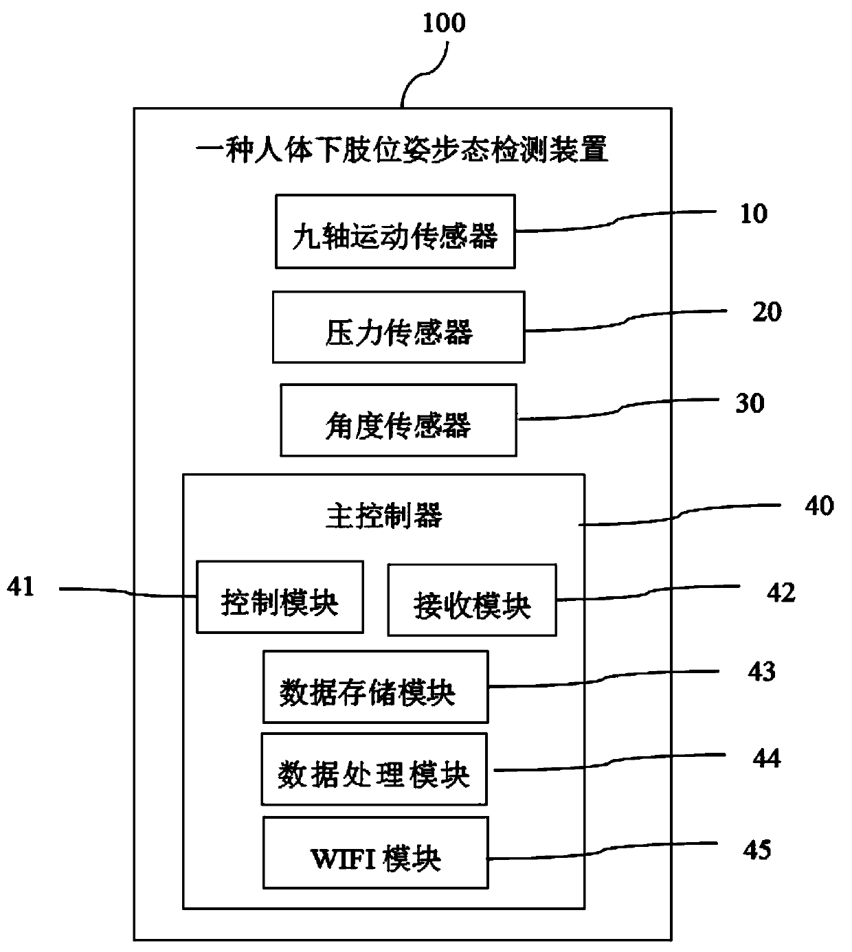 Human body lower limb pose and gait detection device and method