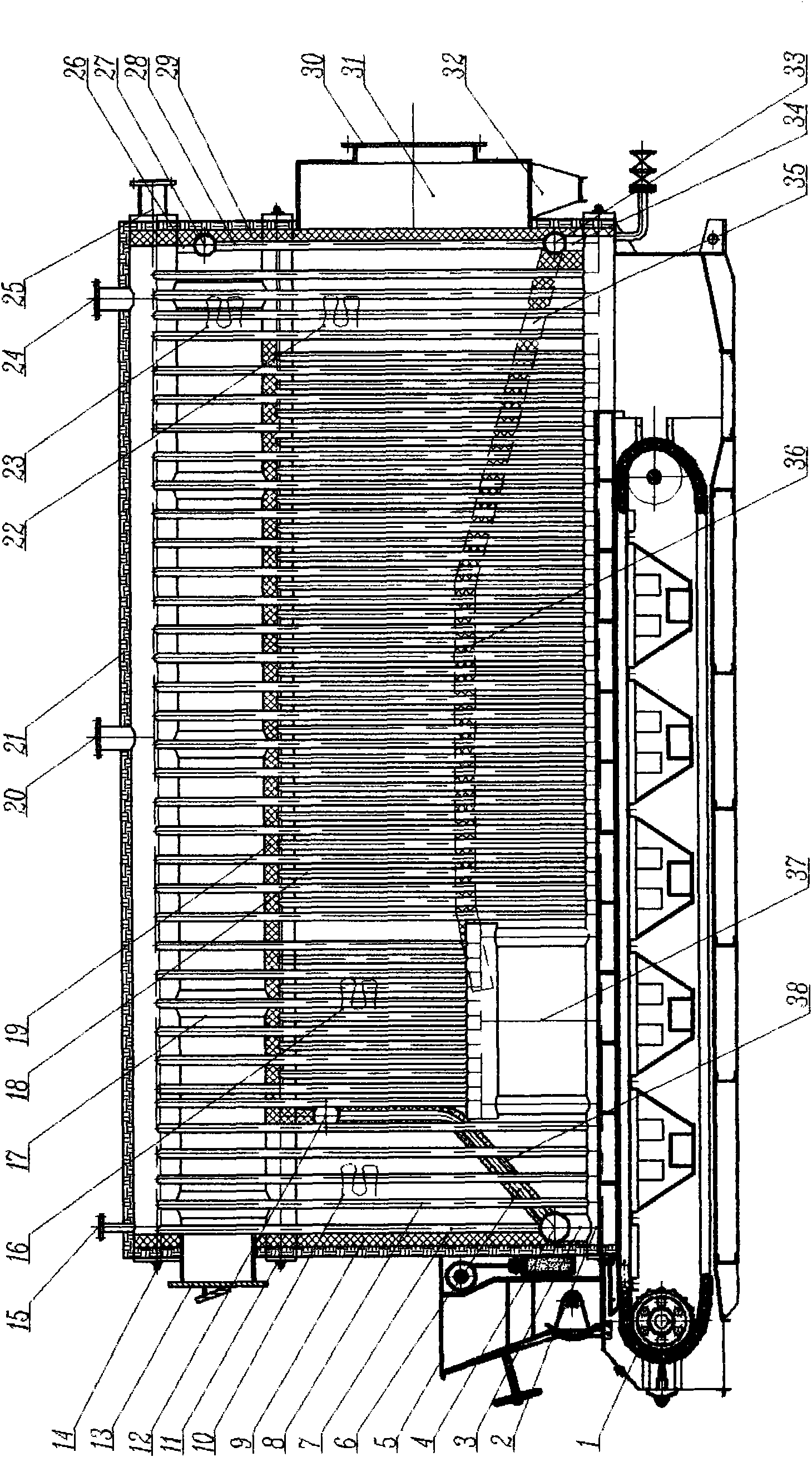 Full reverse convection unsealed water tube boiler