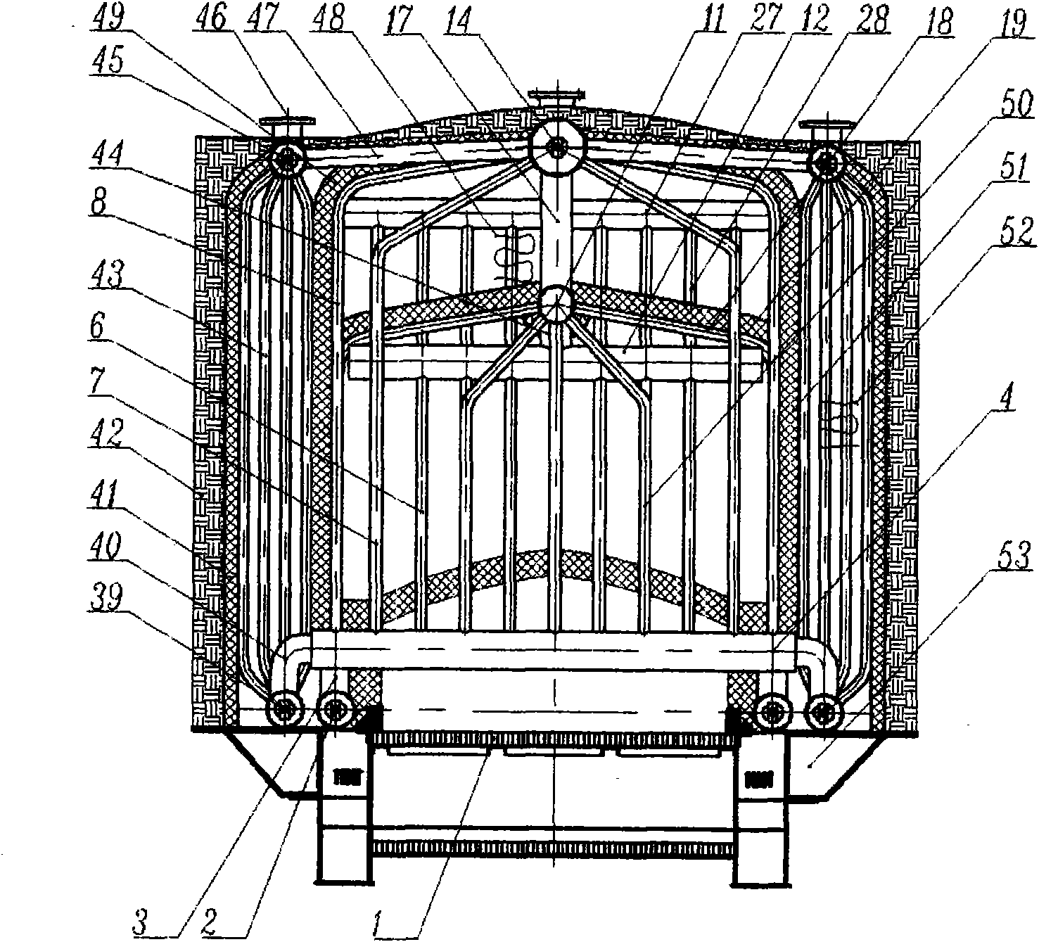 Full reverse convection unsealed water tube boiler