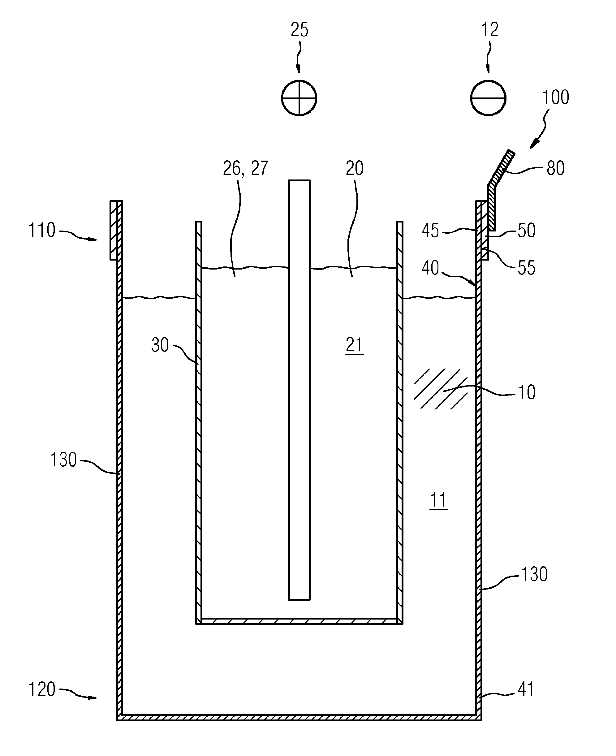 Electrochemical storage device having improved electrical conduction properties