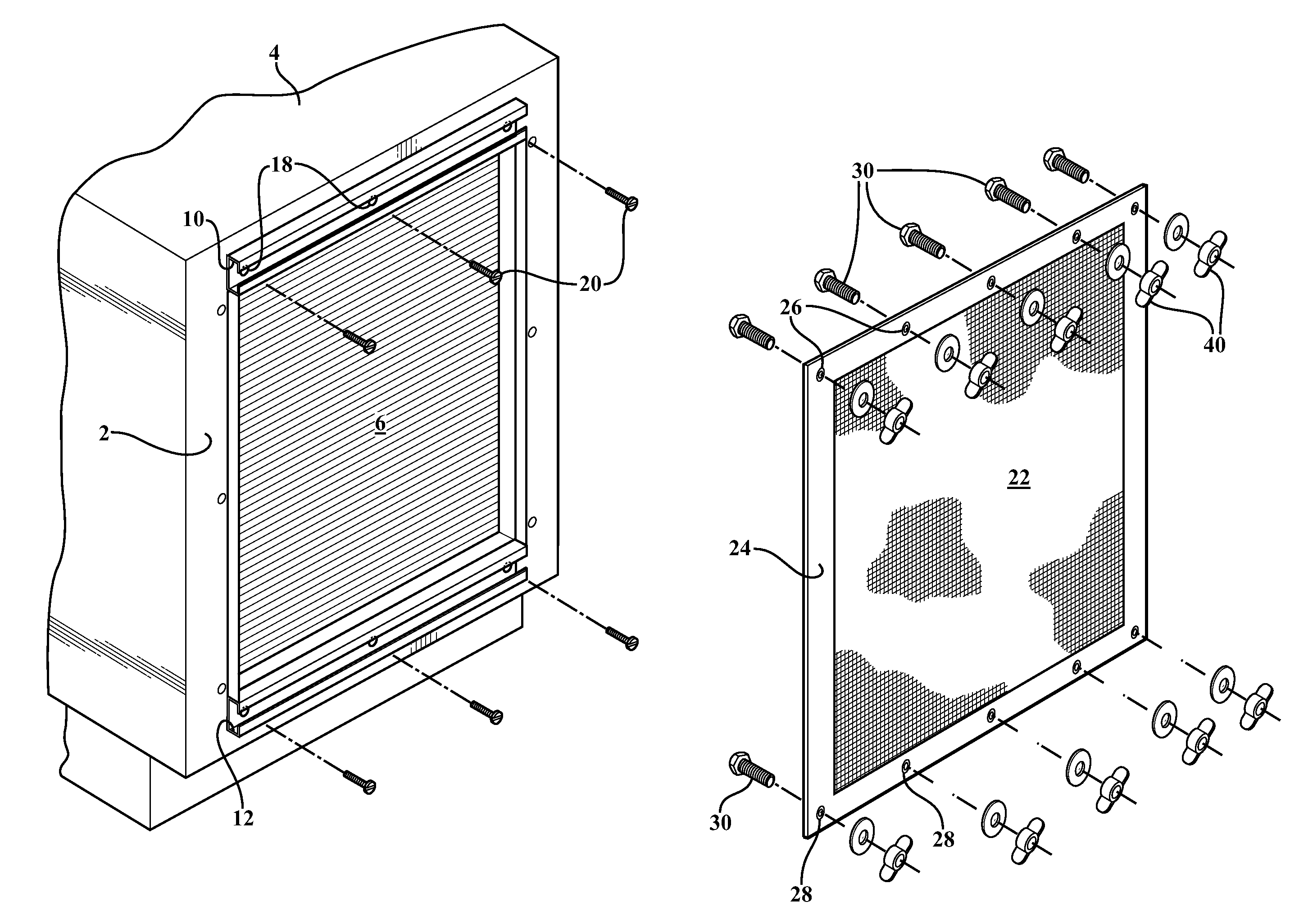 Channel lock filter fastening system for use with an air intake structure