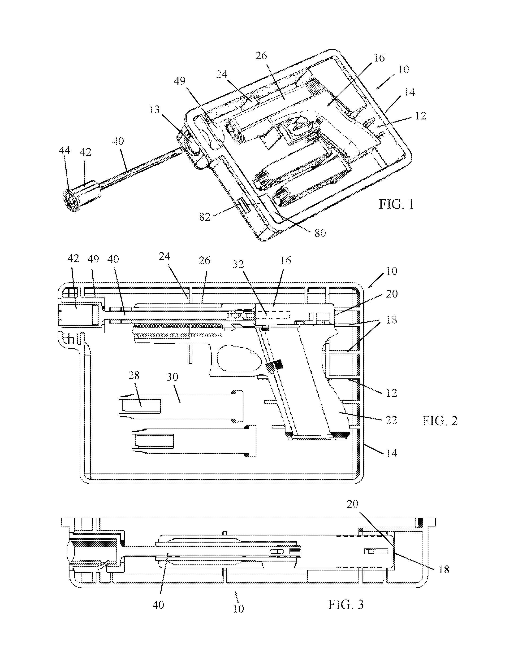 Firearm safety case with battery recharger