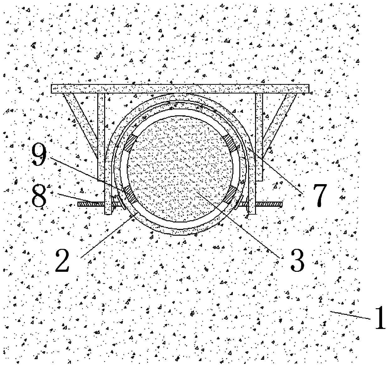 Connecting beam steel rod supporting structure and construction method