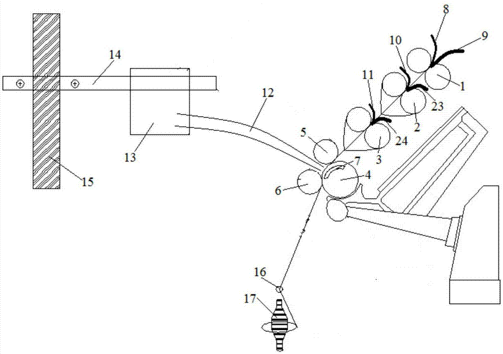 Multi-moire-color blended yarn and production device and method thereof