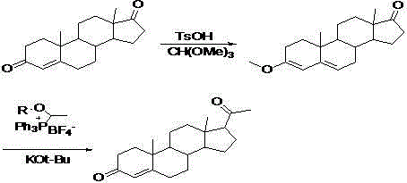 A method for preparing progesterone using 1,4-androstenedione as raw material