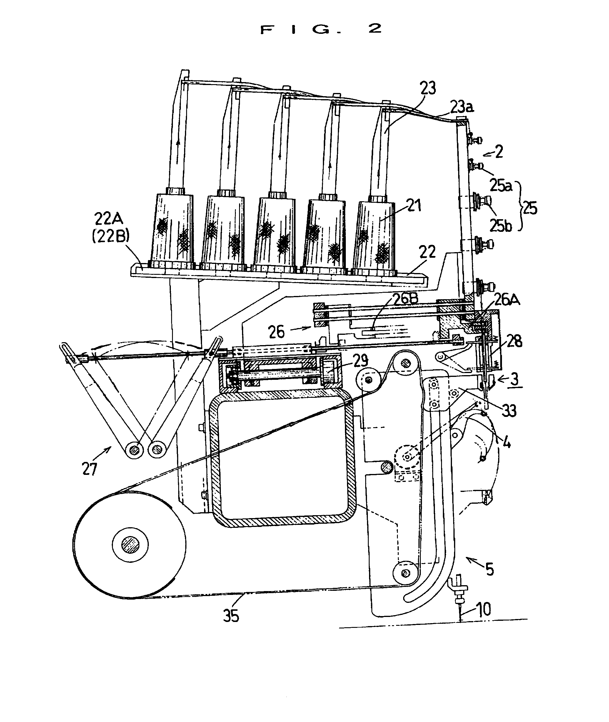 Yarn passing device of sewing machine for embroidery