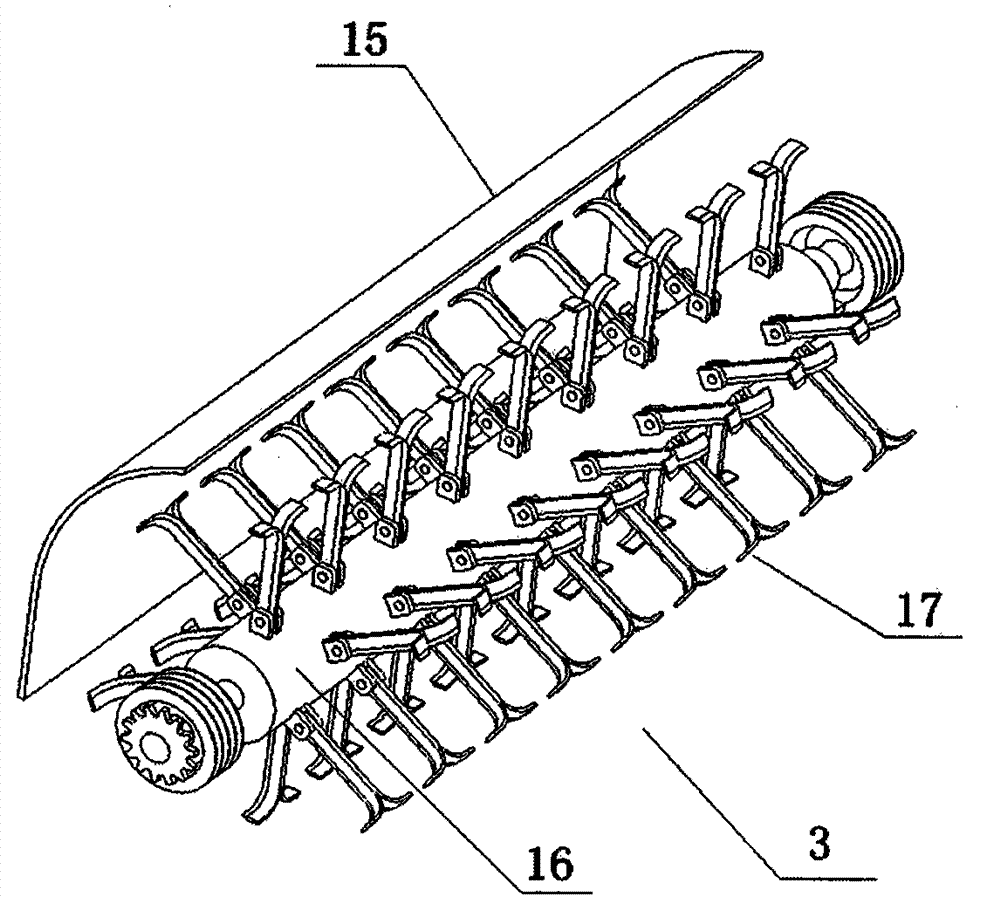 Stalk pickup and chopping machine