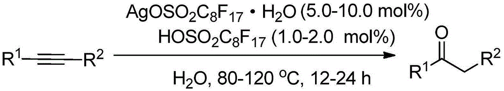 Method for preparing ketones by hydrolysis of alkynes catalyzed by silver perfluorooctane sulfonate