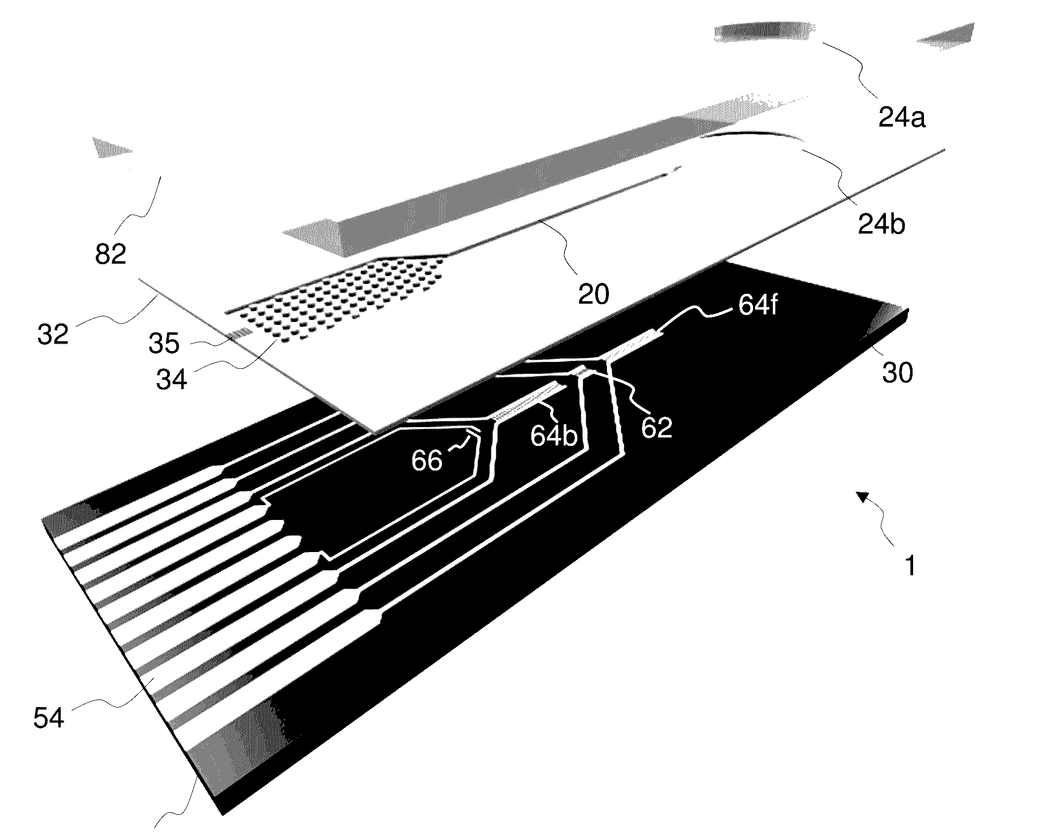 Microfluidic chip with dielectrophoretic electrodes extending in hydrophilic flow path