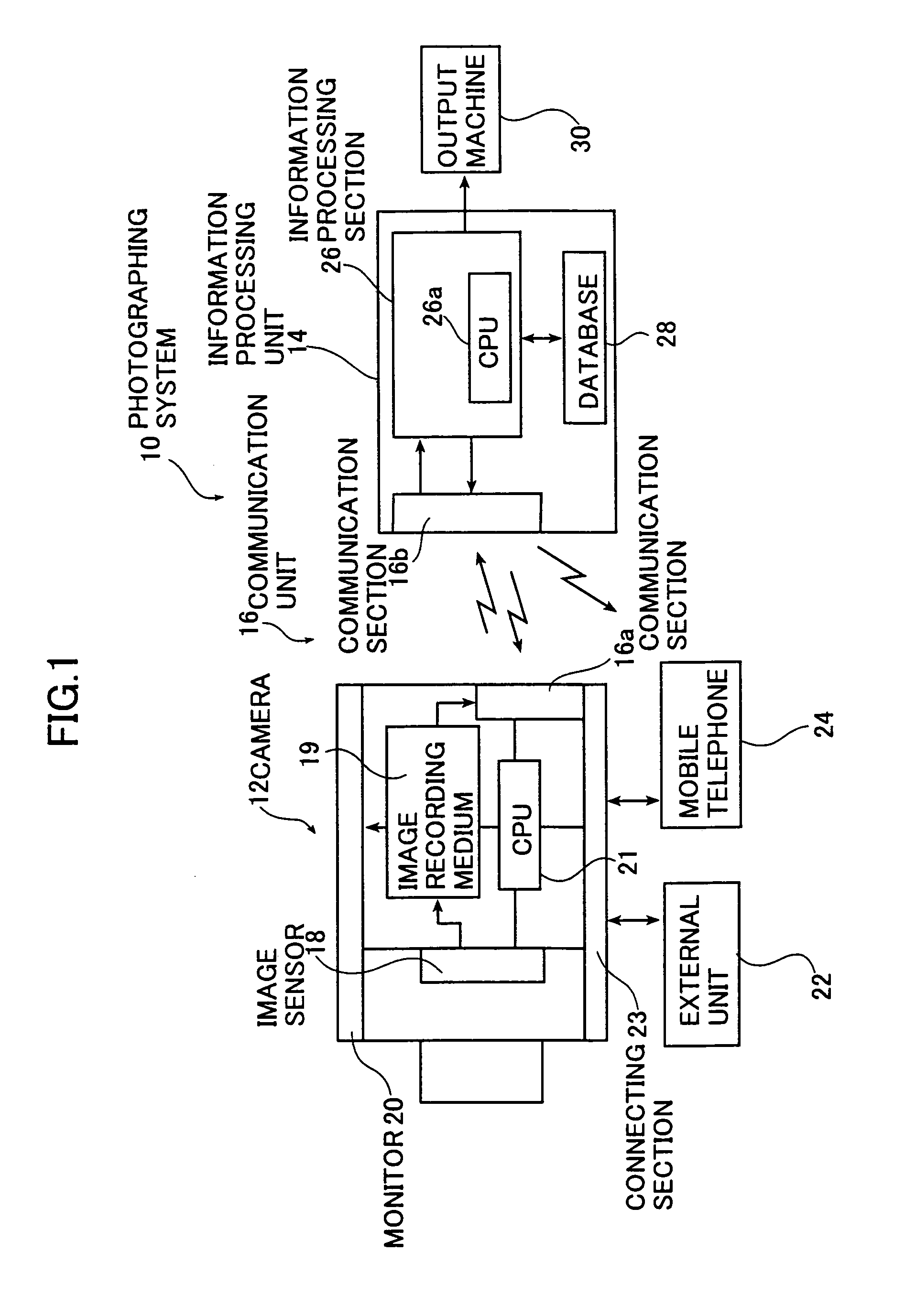 Image processing apparatus, and photographing system for receiving and creating processing information