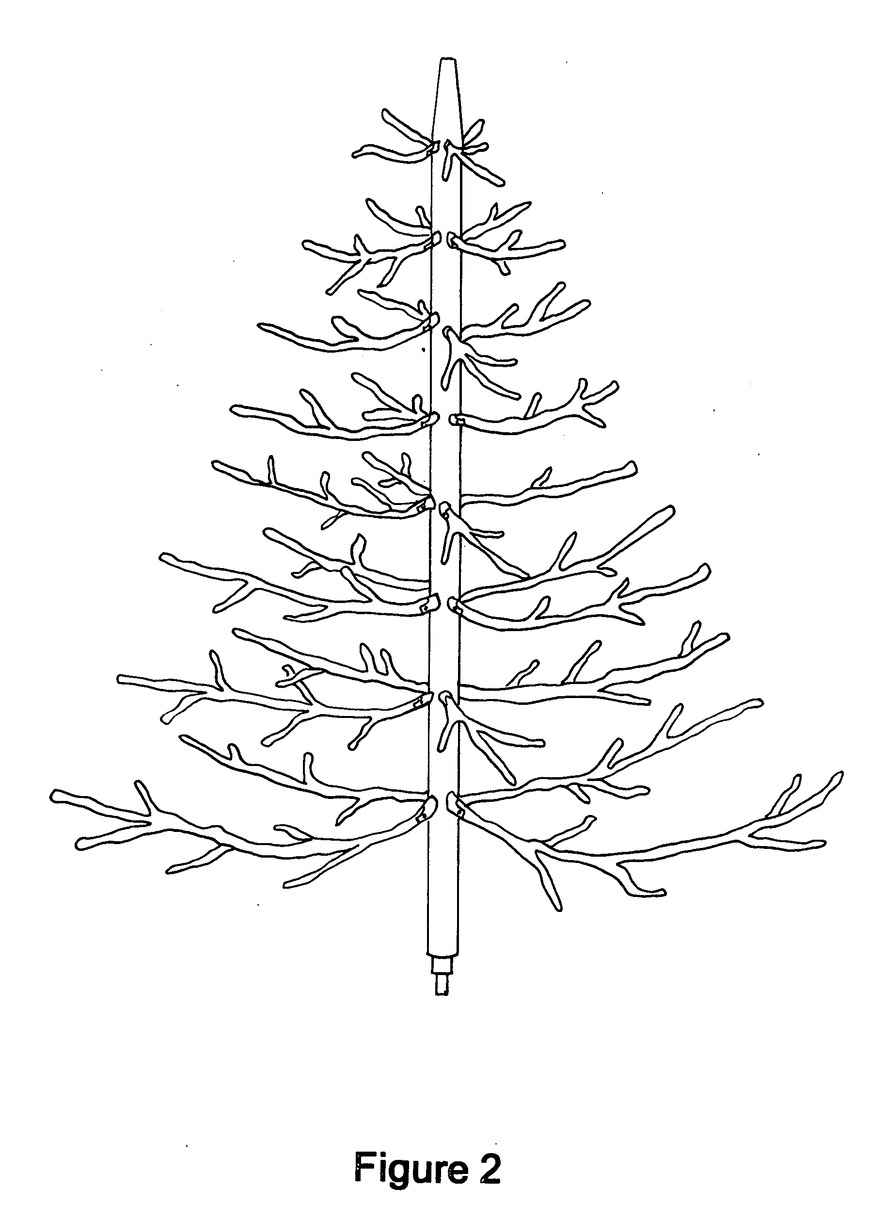 Revolving christmas tree with articulating branches