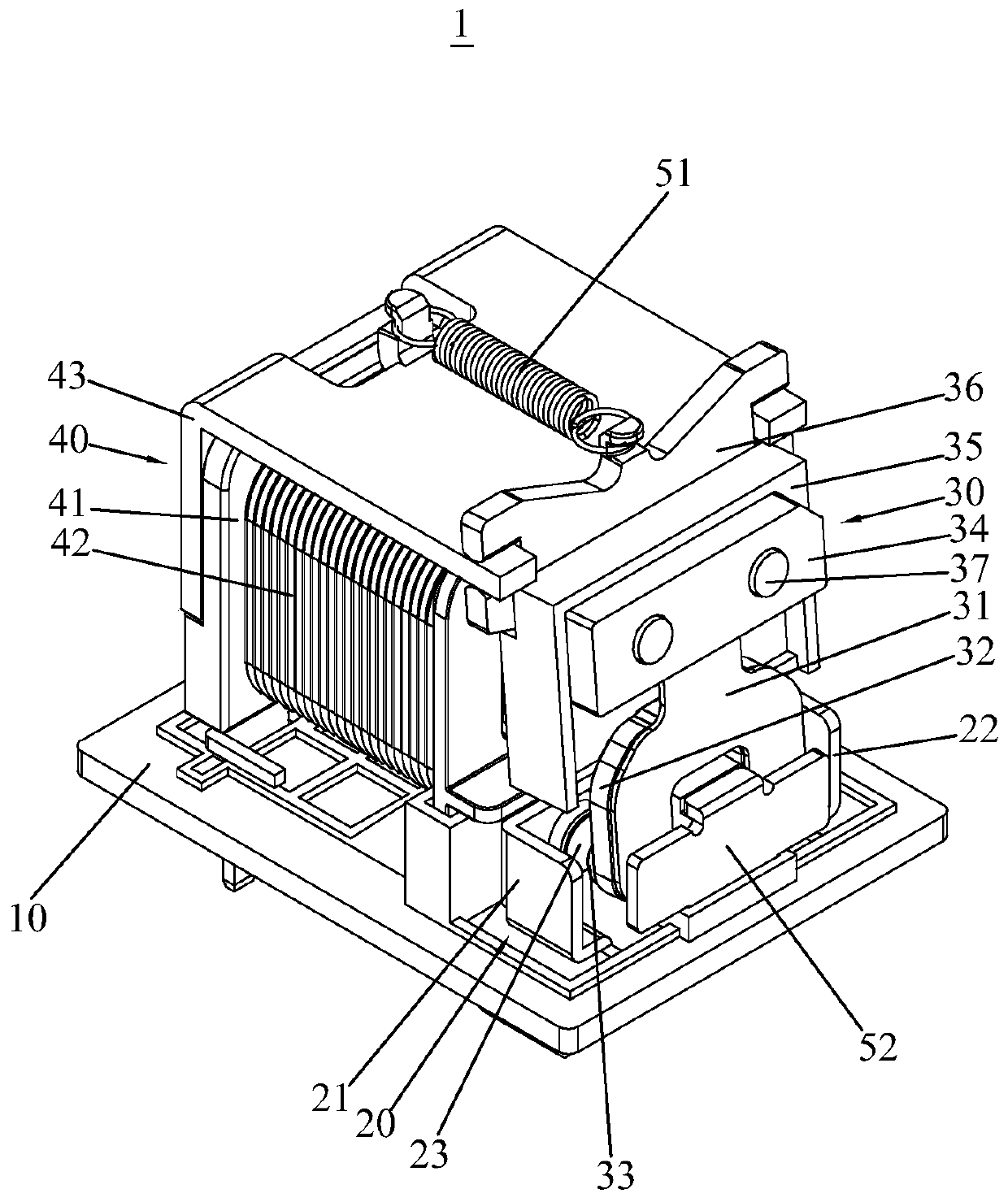 Small electromagnetic relay of large current