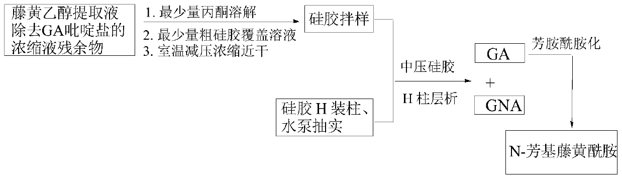 Method for separating neogambogic acid and gambogic acid by medium and low pressure gradient silica gel dry column chromatography and method for preparing N-aryl garcinamide