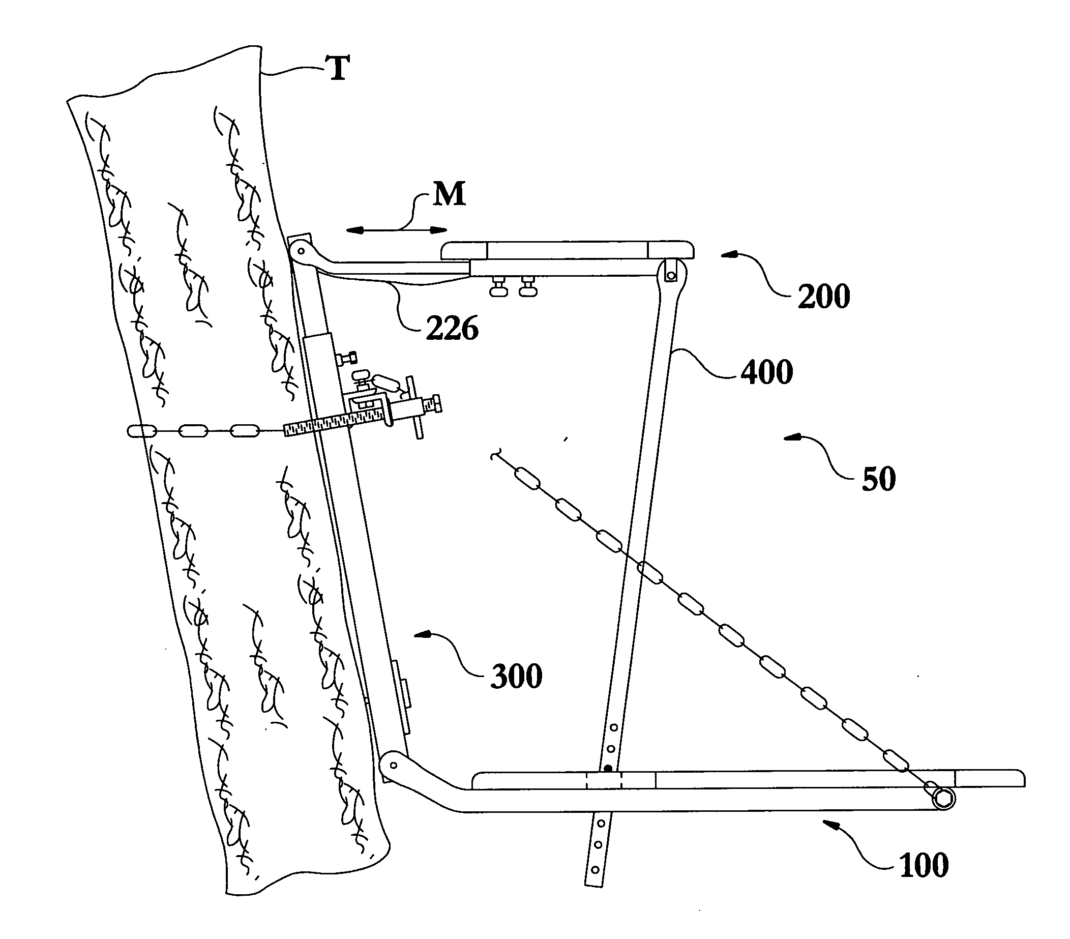 Portable tree stand having seating and standing platforms adjustable to tree angle