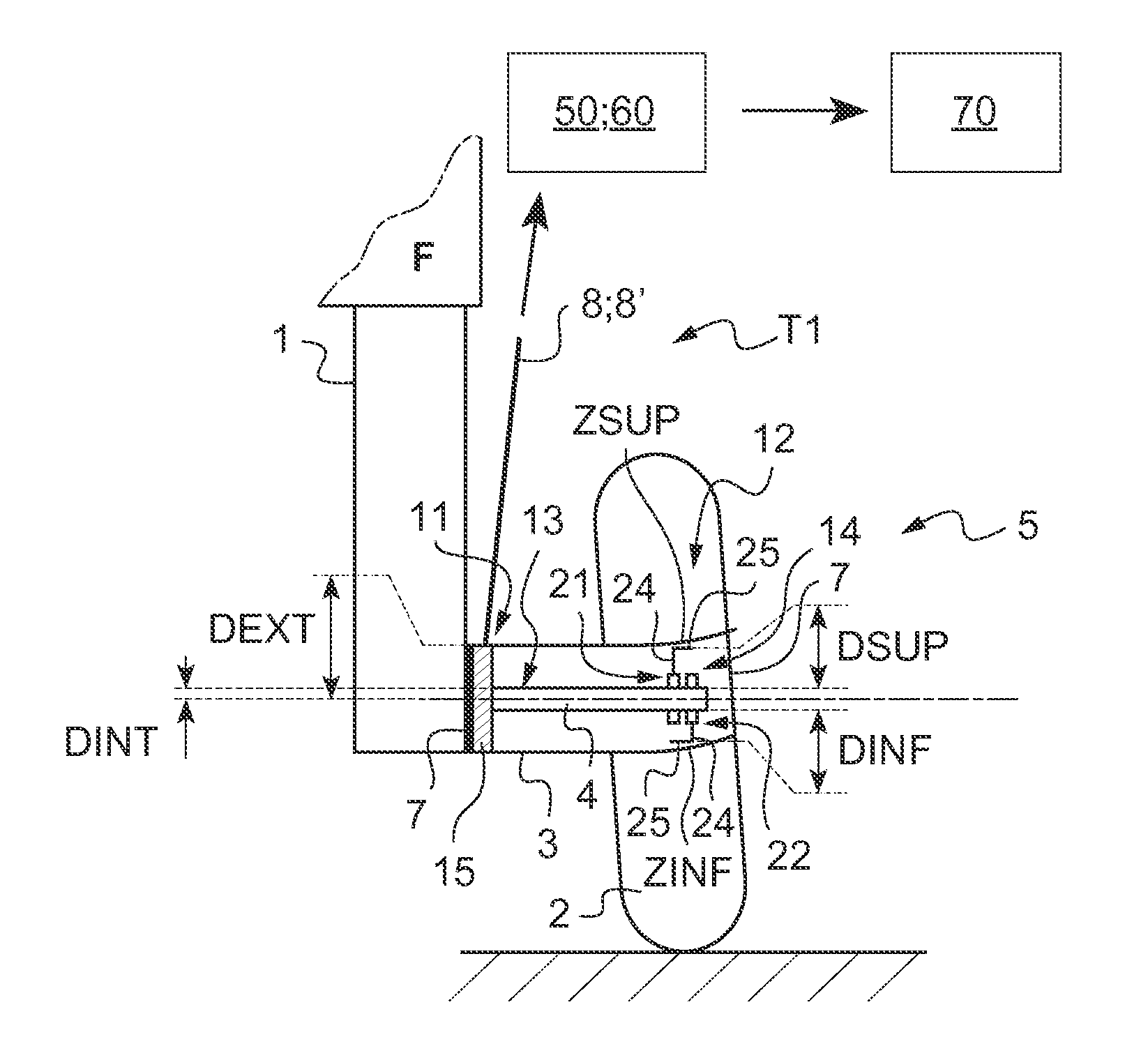 On-board device for measuring the weight of an aircraft and the position of its center of gravity