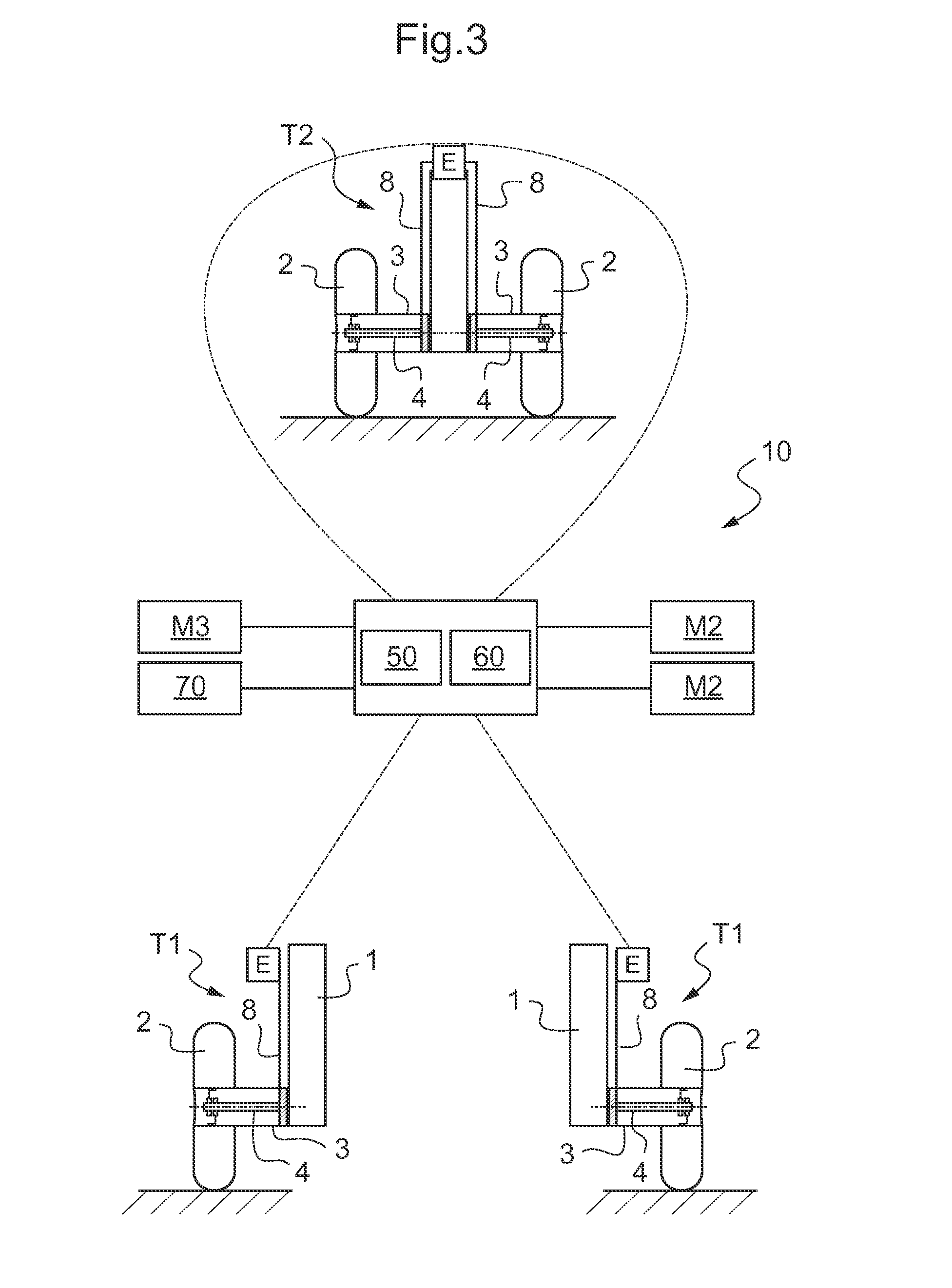 On-board device for measuring the weight of an aircraft and the position of its center of gravity