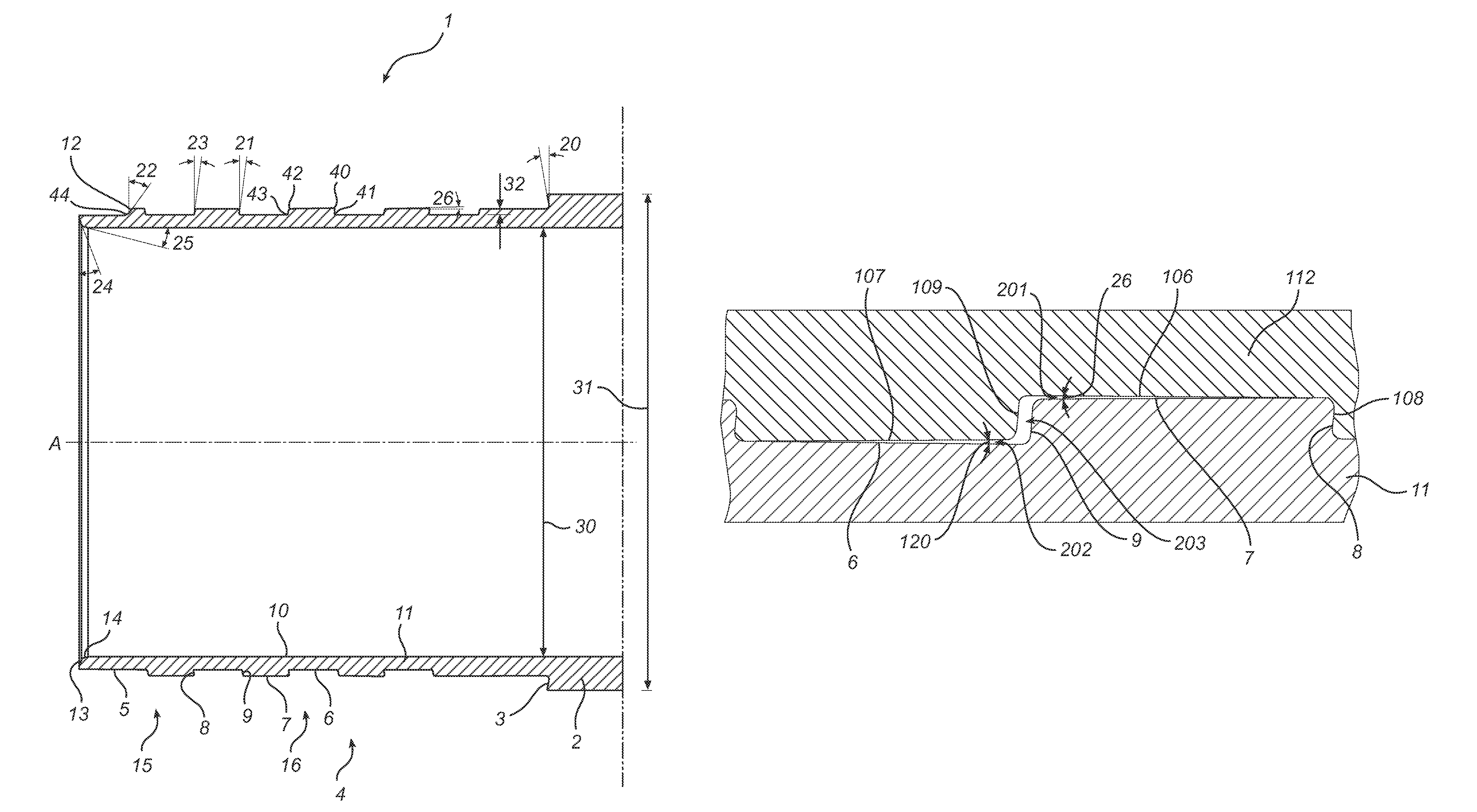 Threaded thin-walled drill tube joint