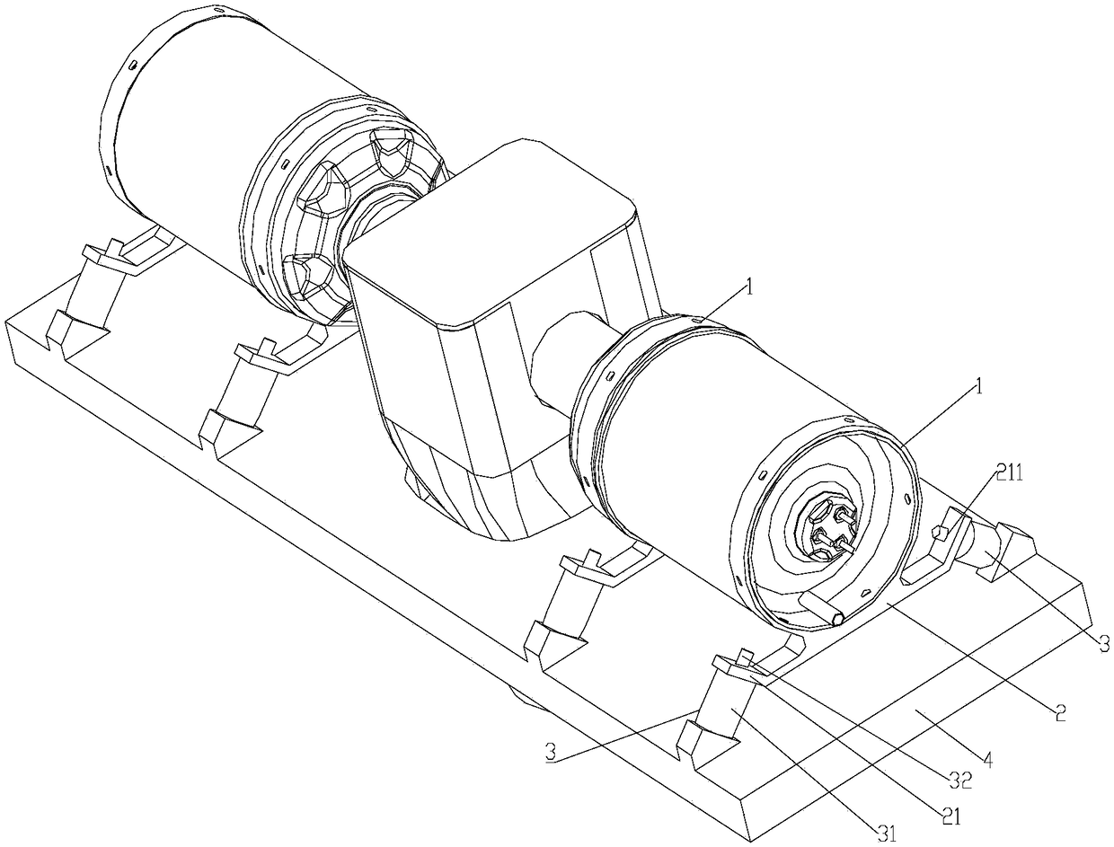 Motor shock-absorbing fixing device and cooling conduction structure